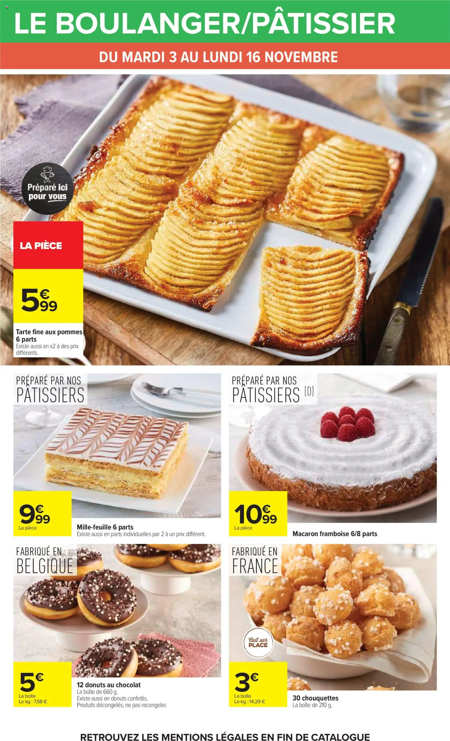 Prévisualisation de Carrefour Petit déjeuner du magasin Carrefour formulaire valide 03/11/2026 - Chocolat, Cake, Tarte, Framboise, Pommes