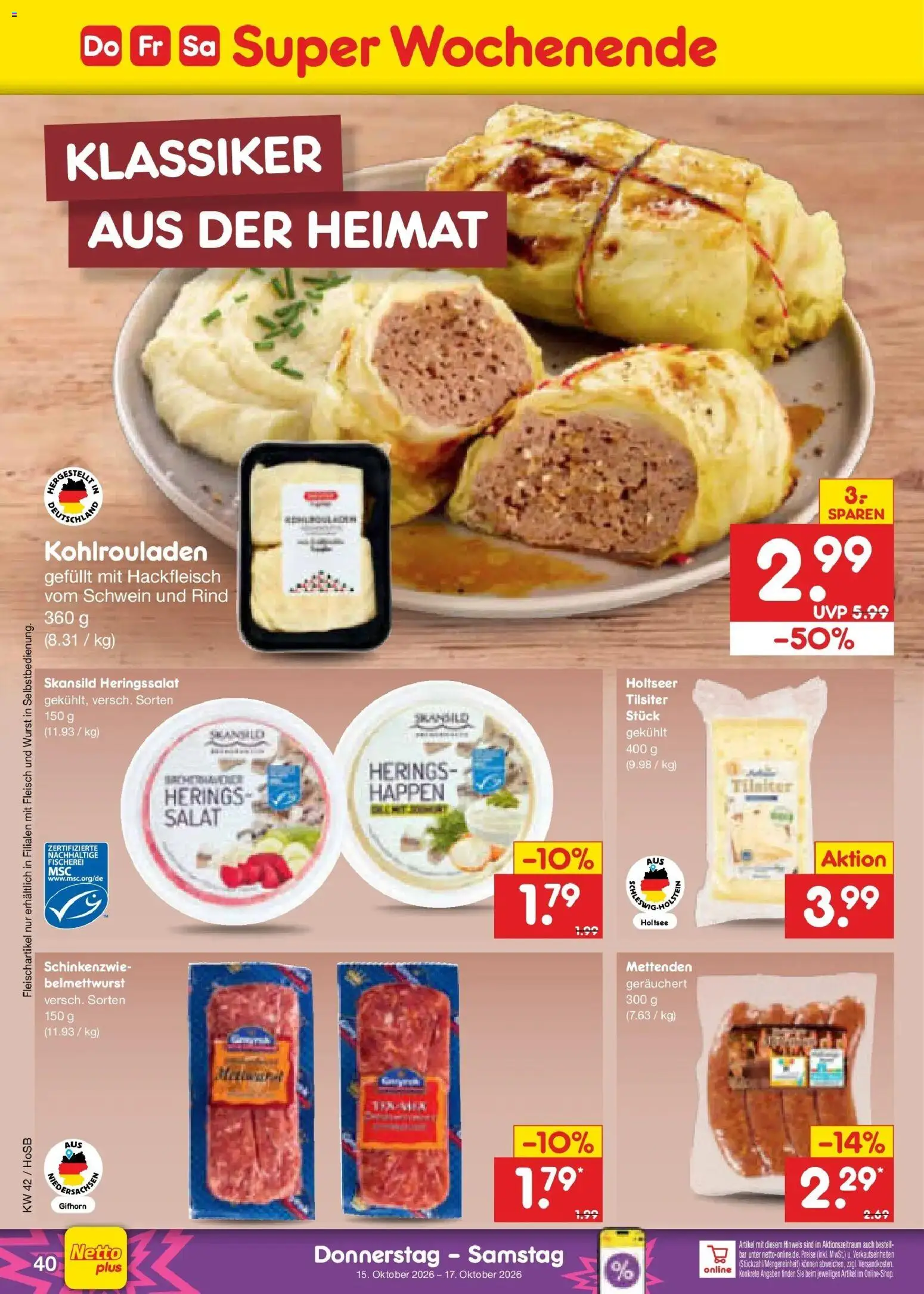 Vorschau von dem Prospekt des Geschäftes Netto Marken-Discount, gültig ab dem 12.10.2026 - Wurst, Salat, Fleisch, Hackfleisch