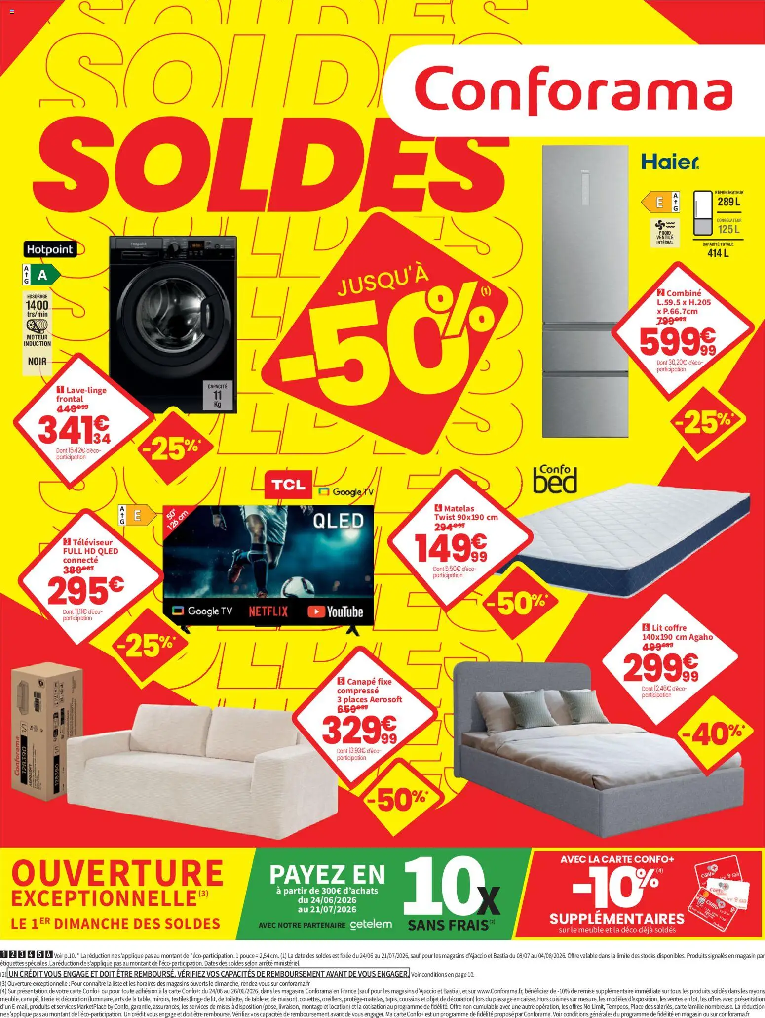 Prévisualisation de Conforama prospectus du magasin Conforama formulaire valide 24/06/2026 - Canapé, Lit, Meuble, Réfrigérateur, Lit coffre, Décoration, Table, Televiseur
