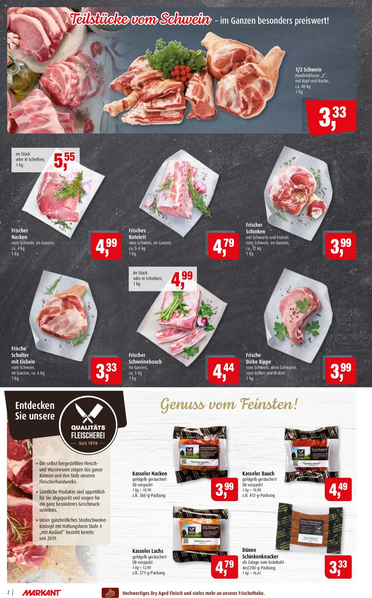 Vorschau von dem Prospekt des Geschäftes Markant, gültig ab dem 02.11.2026 - Lachs, Fleisch, Schinken, Schweinebauch, Schulter, Kasseler nacken
