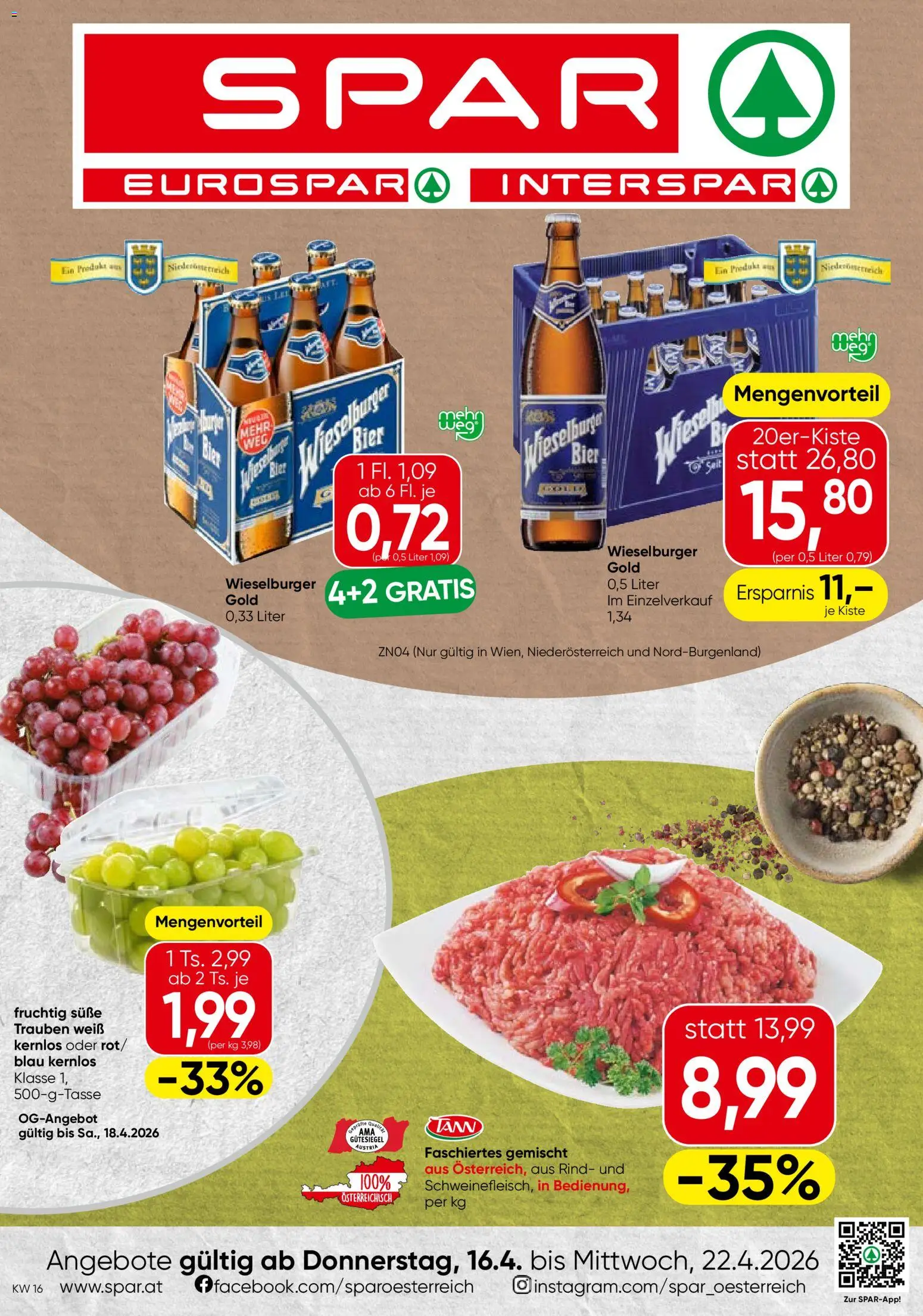 Vorschau der Angebote: Spar Spar Flugblatt - Wien gültig ab 16.04.2026 - Bier