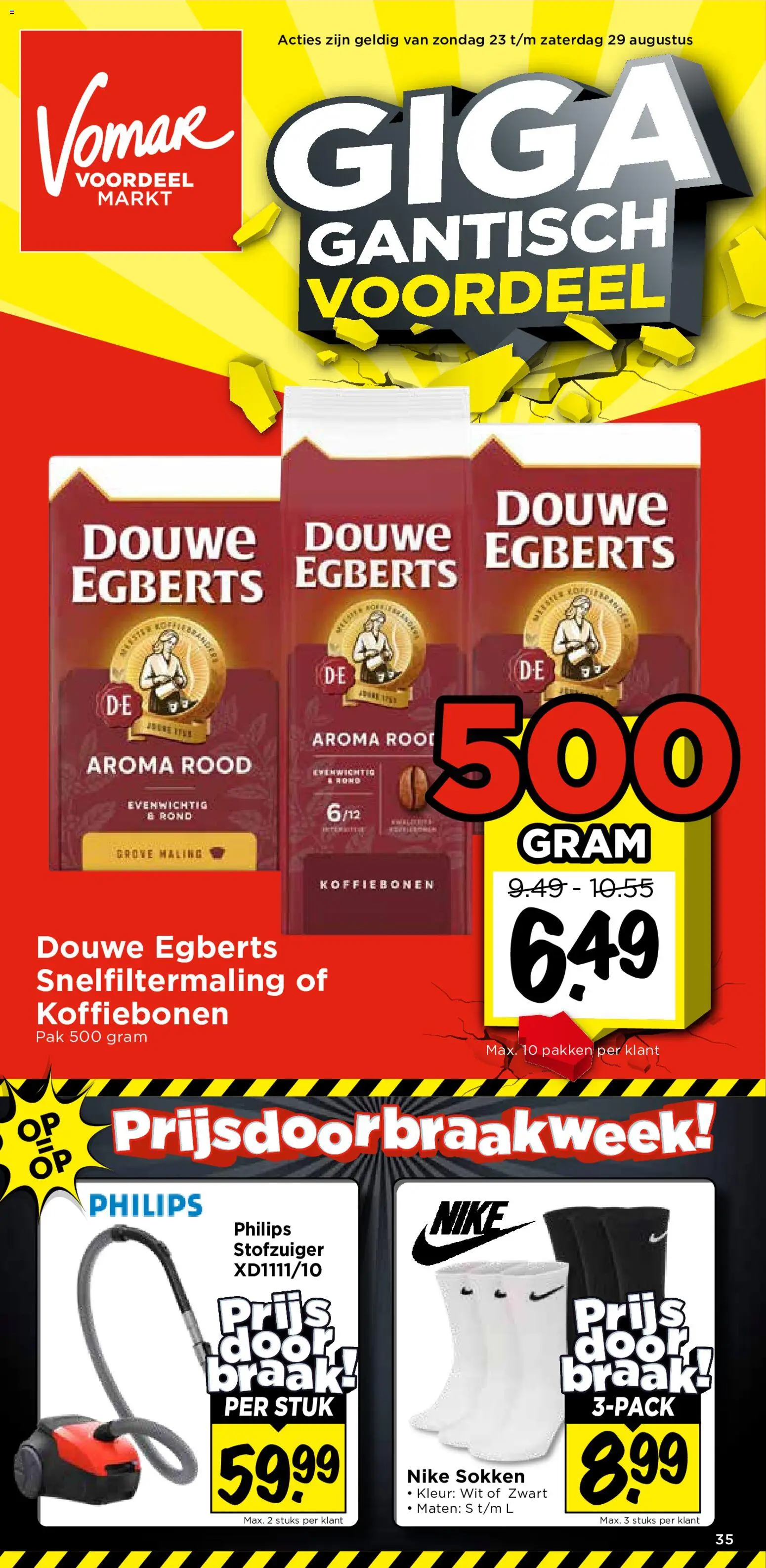 Voorbeeld van Vomar folder van winkel Vomar geldig vanaf 23-08-2026 - Stofzuiger, Koffiebonen, Sokken