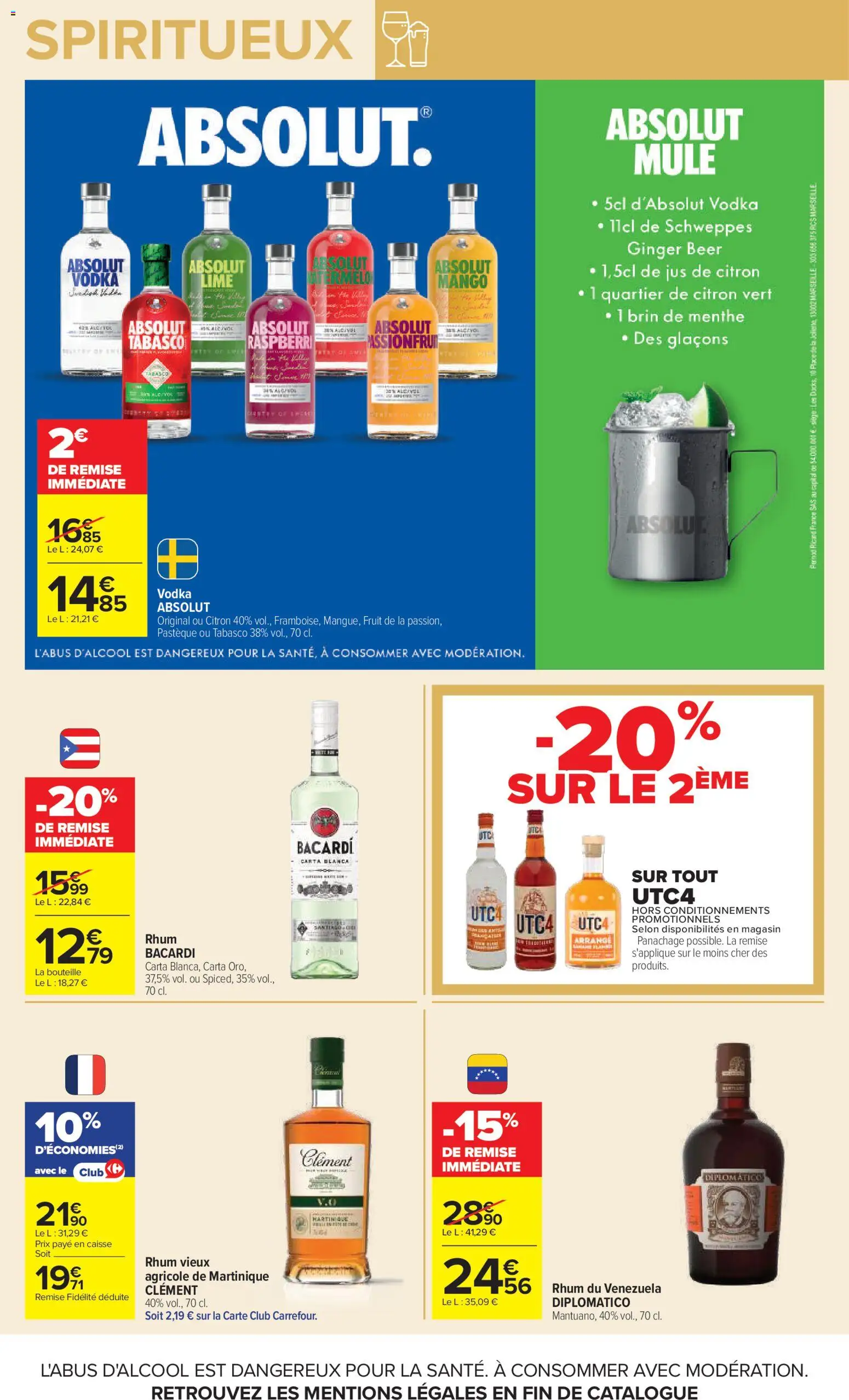 Prévisualisation de Carrefour Vos promos du quotidien du magasin Carrefour formulaire valide 27/10/2026 - Vodka, Citron, Menthe, Bacardi, Tabasco, Absolut vodka, Jus de citron, Jus