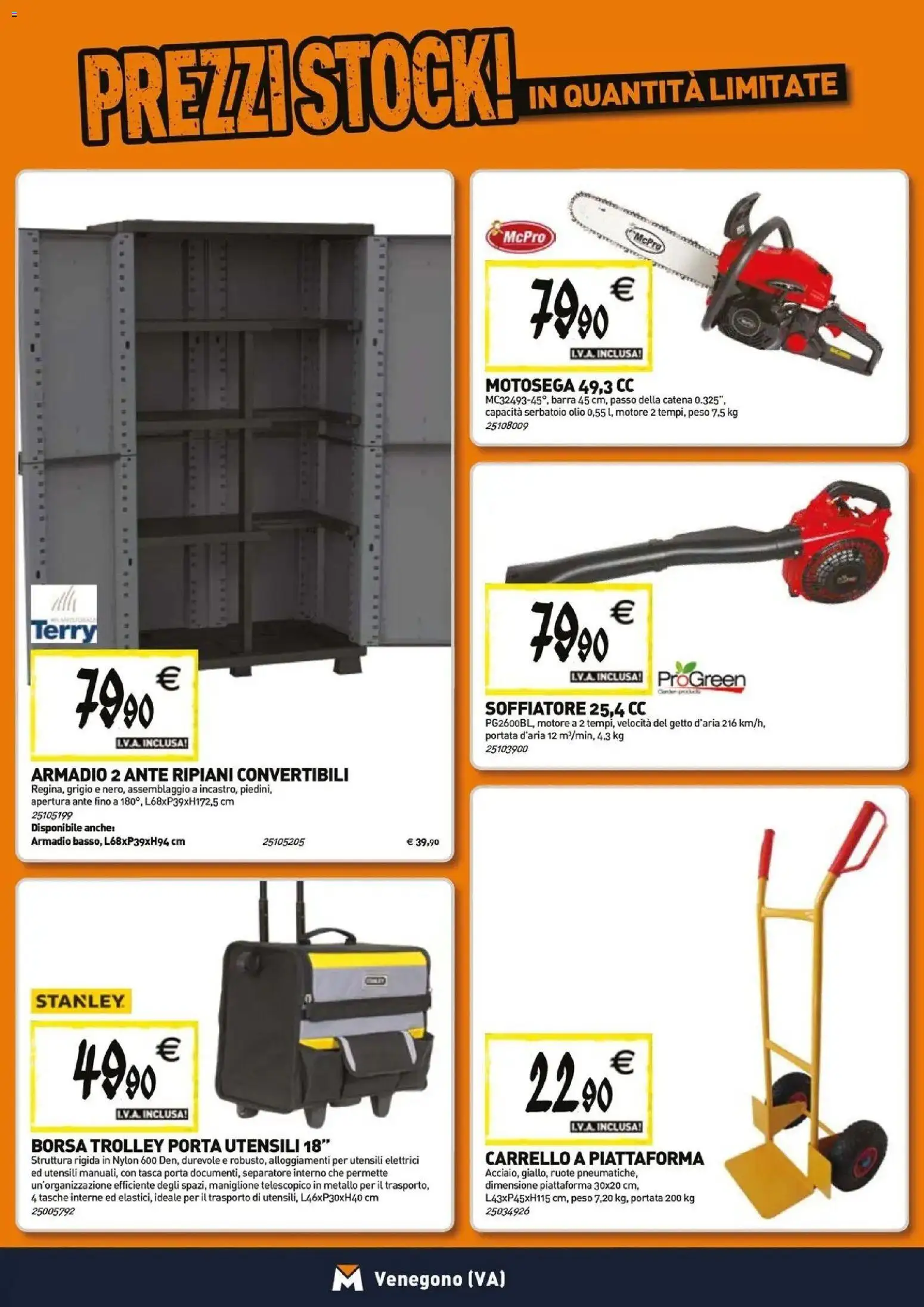 Anteprima dell'opuscolo TECNOMAT catalogo Venegono Inferiore dal negozio TECNOMAT valido da 29/10/2026 - Borsa, Olio, Armadio, Porta, Motosega, Trolley, Carrello, Tasche