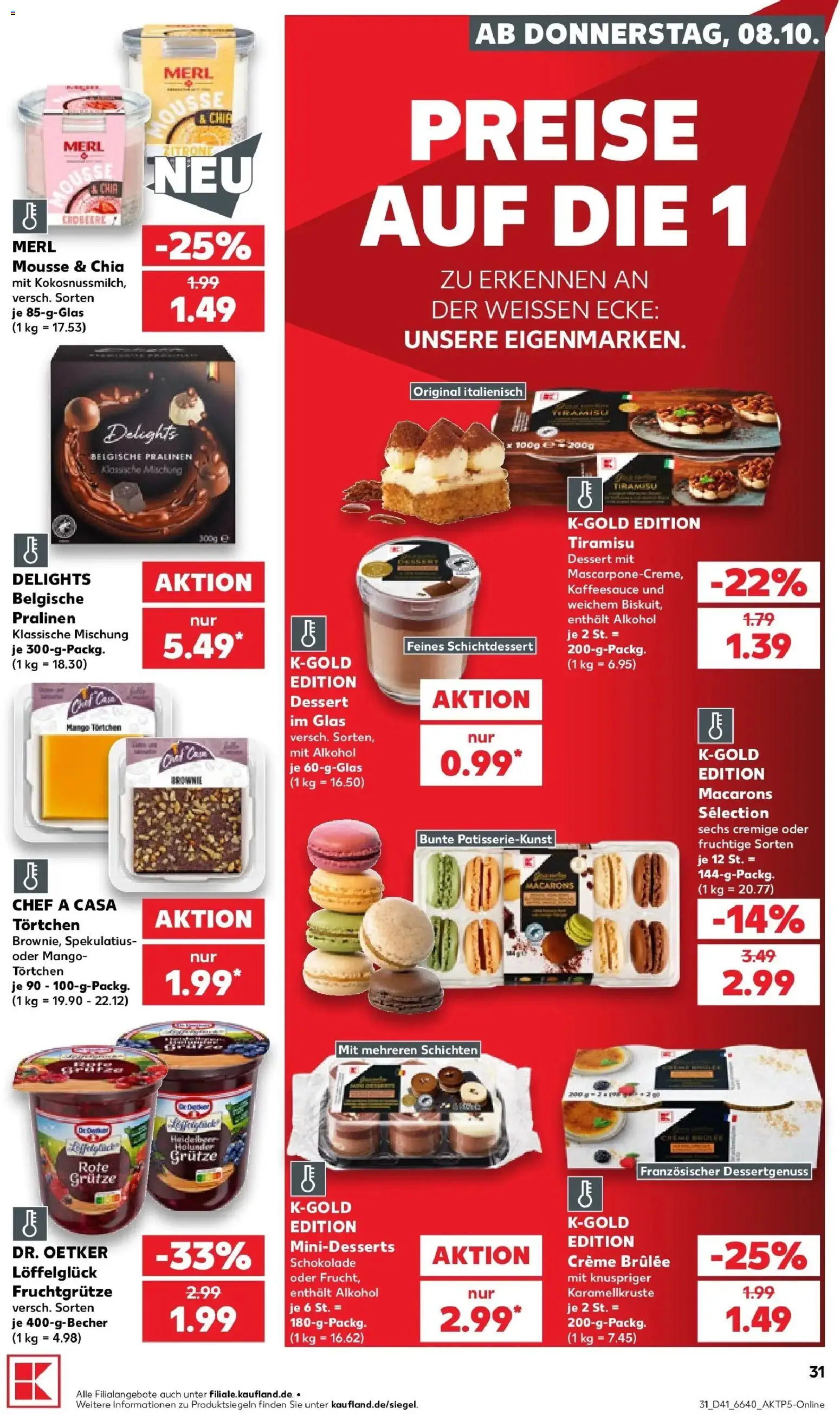 Vorschau von dem Prospekt des Geschäftes Kaufland, gültig ab dem 08.10.2026 - Mango, Schokolade, Creme brulee, Alkohol, Creme