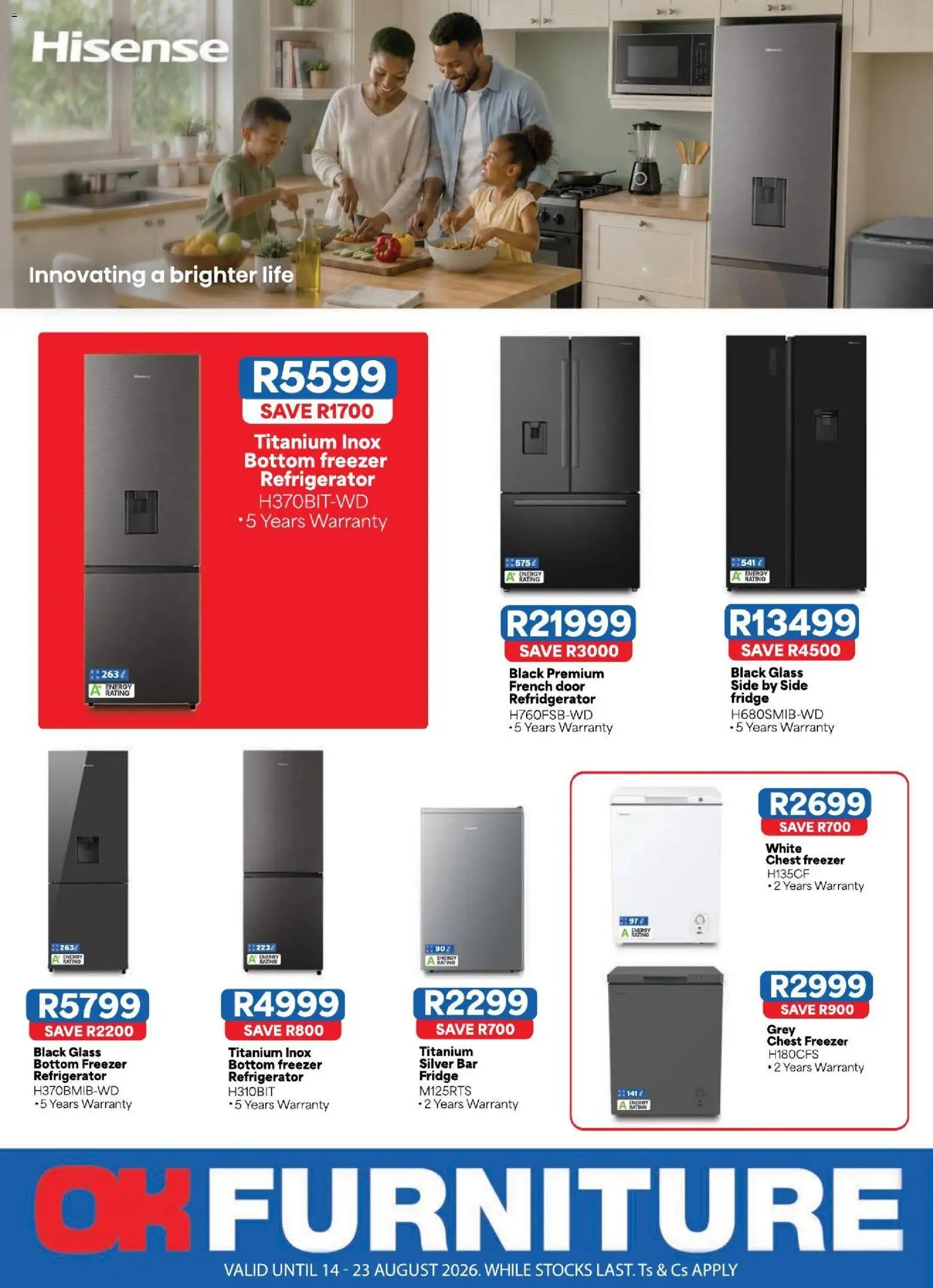 Preview of OK Furniture flyer valid from 14/08/2026 - Fridge, Chest freezer, Refrigerator, Freezer