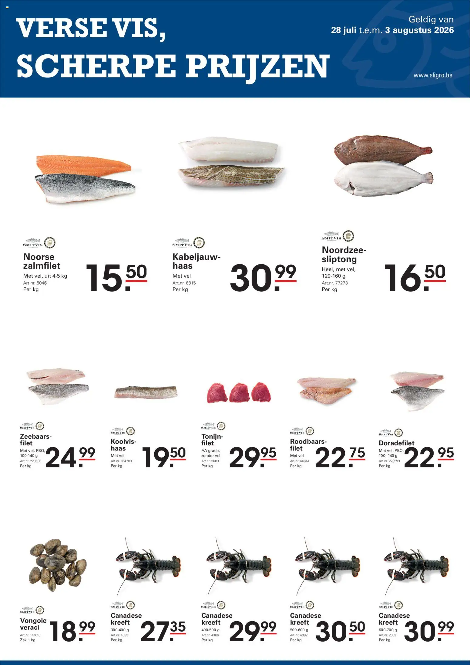 Voorbeeld van Sligro Folder van winkel Sligro geldig vanaf 28/07/2026 - Tonijn, Haas, Zak, Zalmfilet, Filet