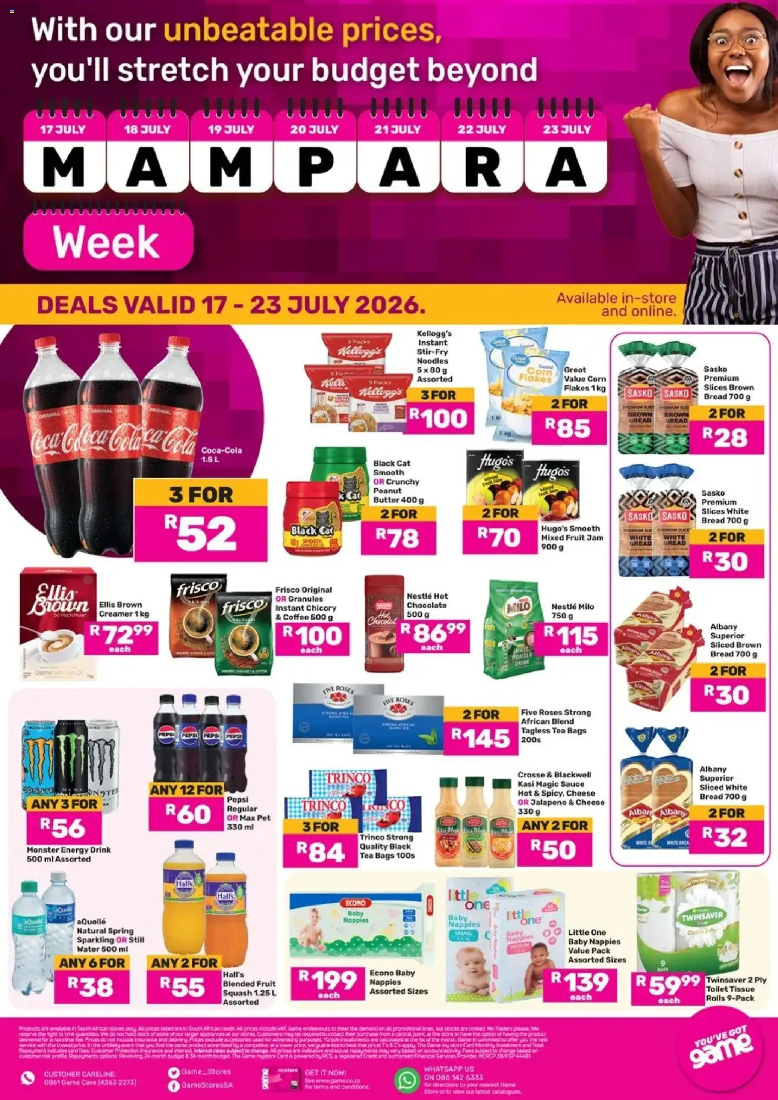 Preview of Game Game - Catalogue Mampara Week valid 17/07/2026 - Water, Fruit, Tea, Noodles, Toilet, Peanut butter, Energy drink, Granules