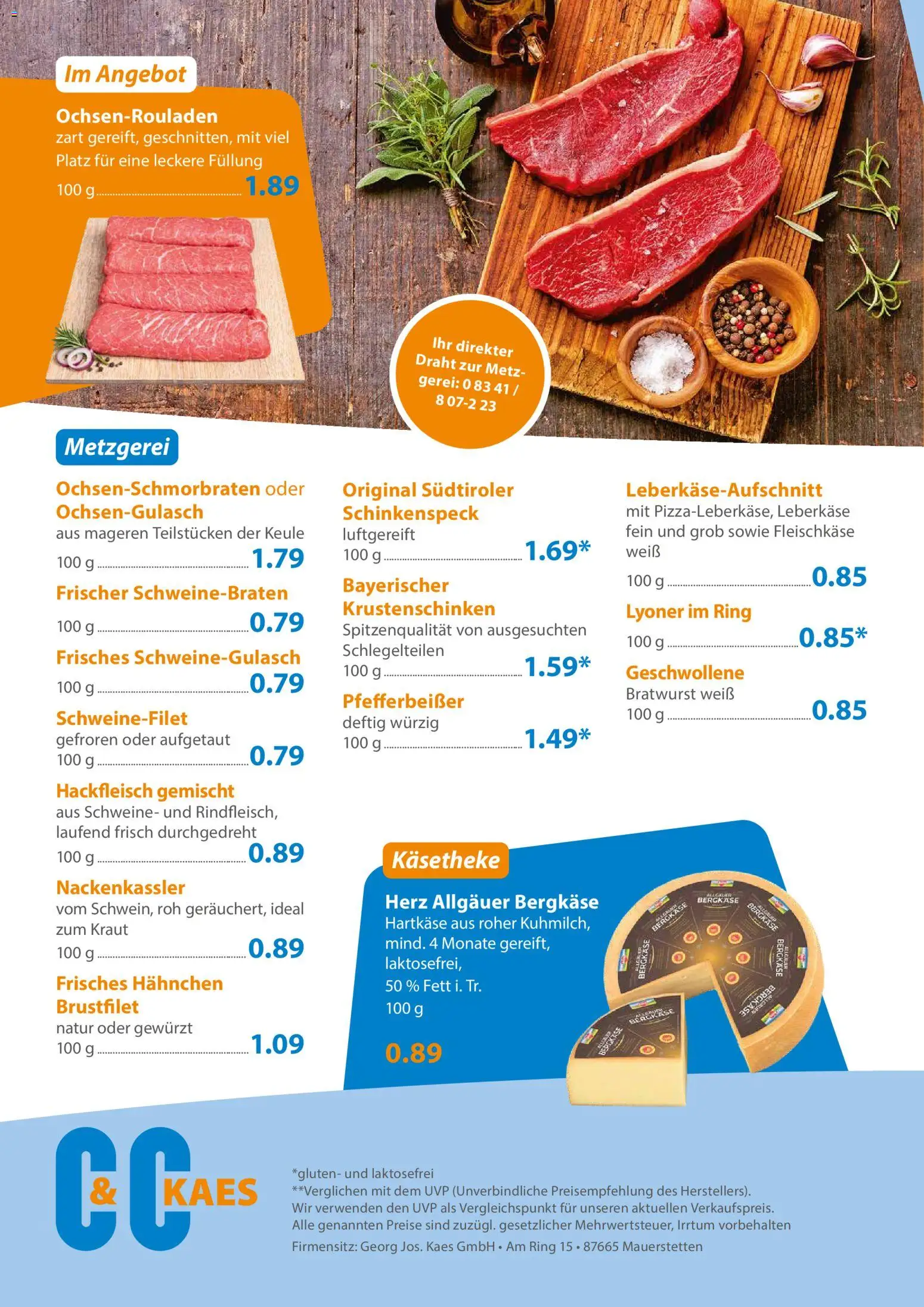 Vorschau von dem Prospekt des Geschäftes C&C, gültig ab dem 02.11.2026 - Bratwurst, Hackfleisch, Schweinefilet, Kraut, Schweinegulasch, Leberkase, Hahnchen