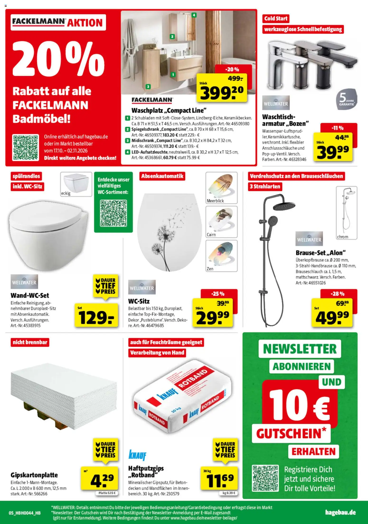 Vorschau von dem Prospekt des Geschäftes Hagebau, gültig ab dem 24.10.2026 - Waschtisch, Spiegelschrank, Armatur, Midischrank