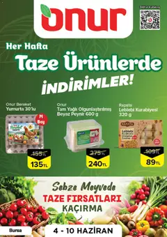 Onur Market Onur Market - Taze Ürünlerde İndirimler - Bursa 04.06.2026 - Broşürünün önizlemesi