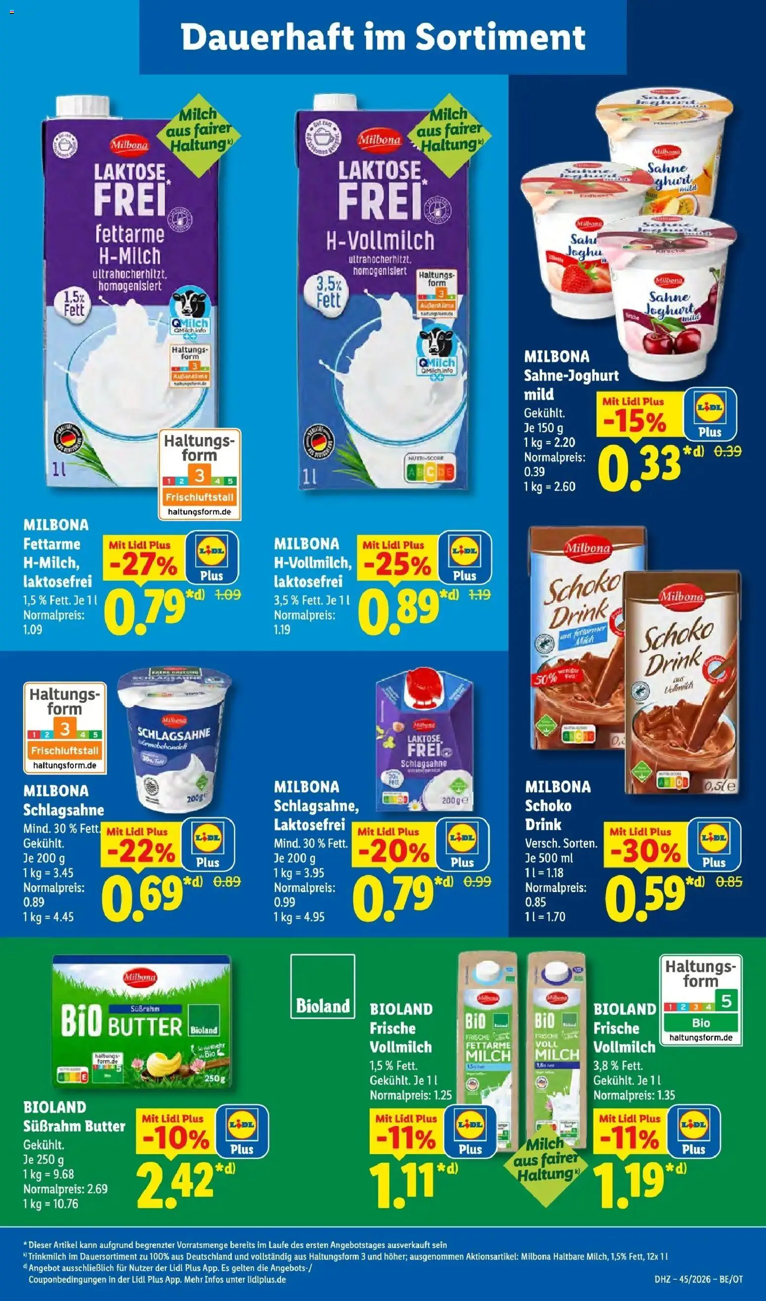 Vorschau von dem Prospekt des Geschäftes Lidl, gültig ab dem 02.11.2026 - Butter, Milch, Schlagsahne, Sahne
