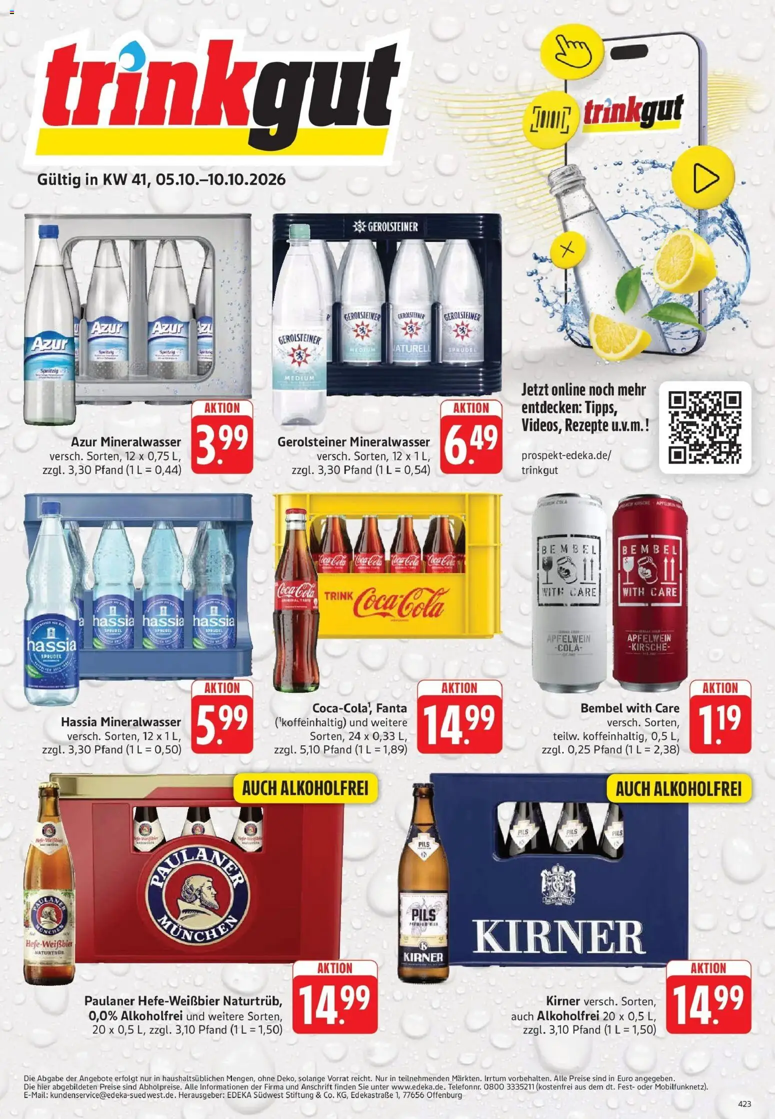 Vorschau von dem Prospekt des Geschäftes Trinkgut, gültig ab dem 05.10.2026 - Coca cola, Cola, Mineralwasser, Gerolsteiner, Paulaner, Fanta, Pils
