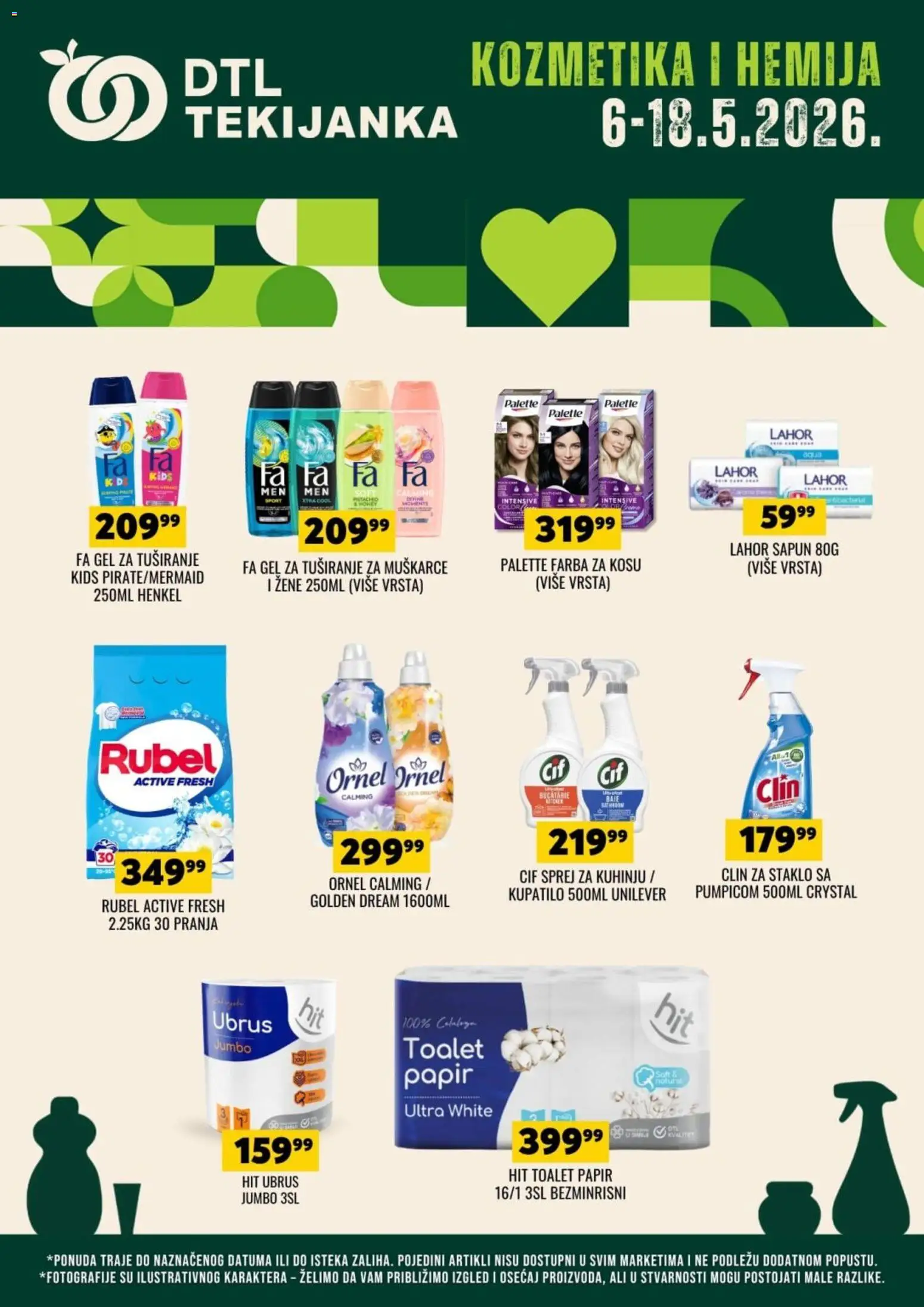 Pregled Tekijanka kataloga - važi od 06.05.2026 - Kupatilo, Farba za kosu, Staklo, Toalet papir, Sapun, Ubrus, Gel za tuširanje