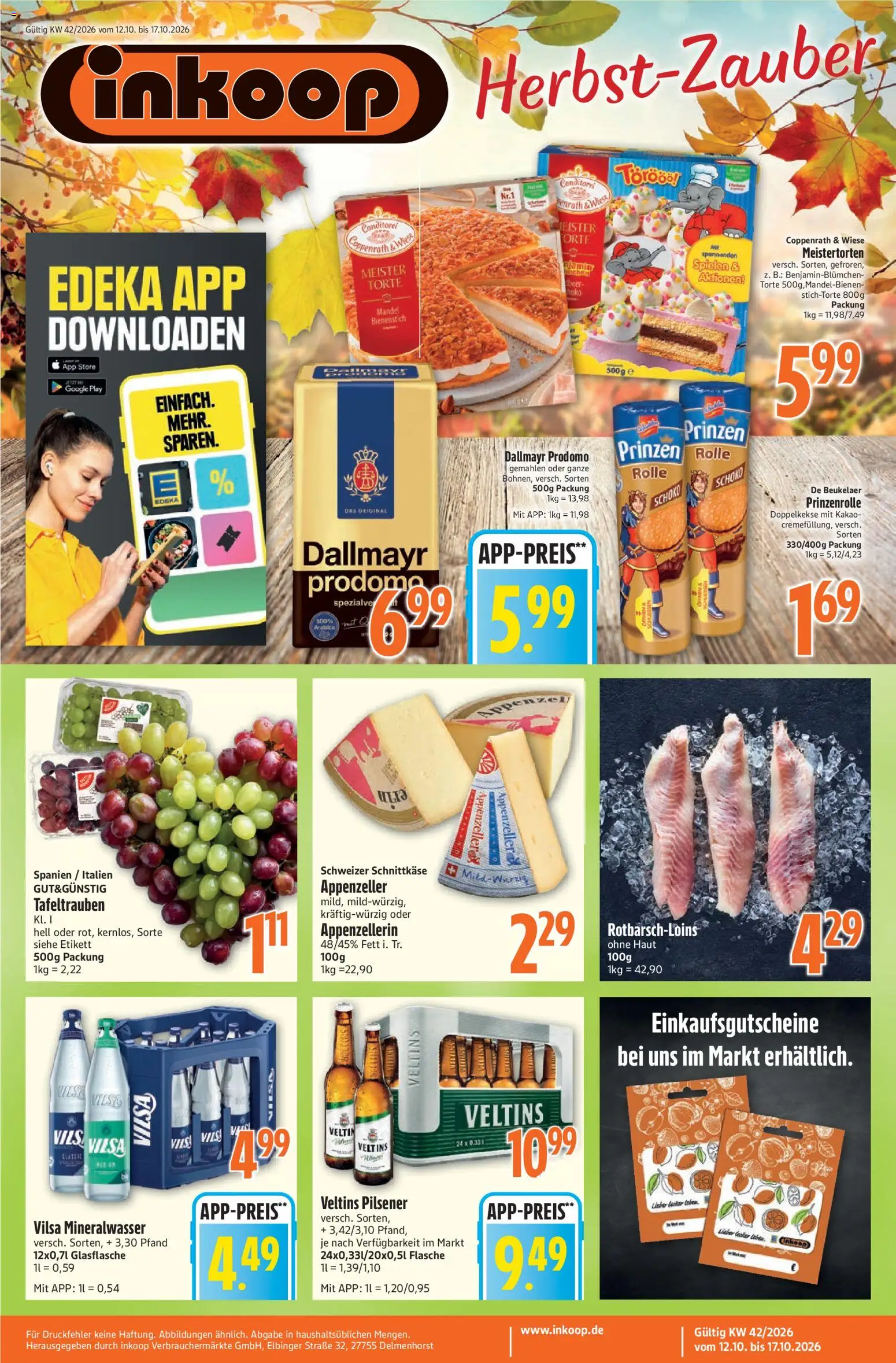 Vorschau von dem Prospekt des Geschäftes Inkoop, gültig ab dem 12.10.2026 - Mineralwasser, Dallmayr, Veltins, Dallmayr prodomo