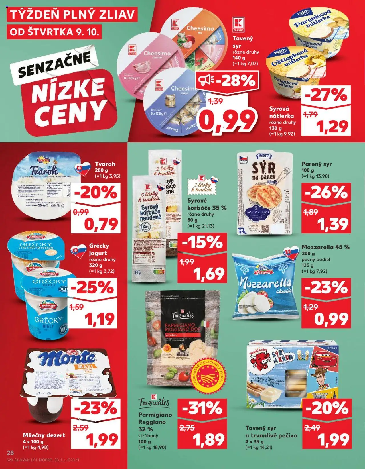 Náhľad Kaufland letáku platného od 09.10.2025 - Syr, Tvaroh, Mozzarella, Jogurt, Nátierka, Grécky jogurt