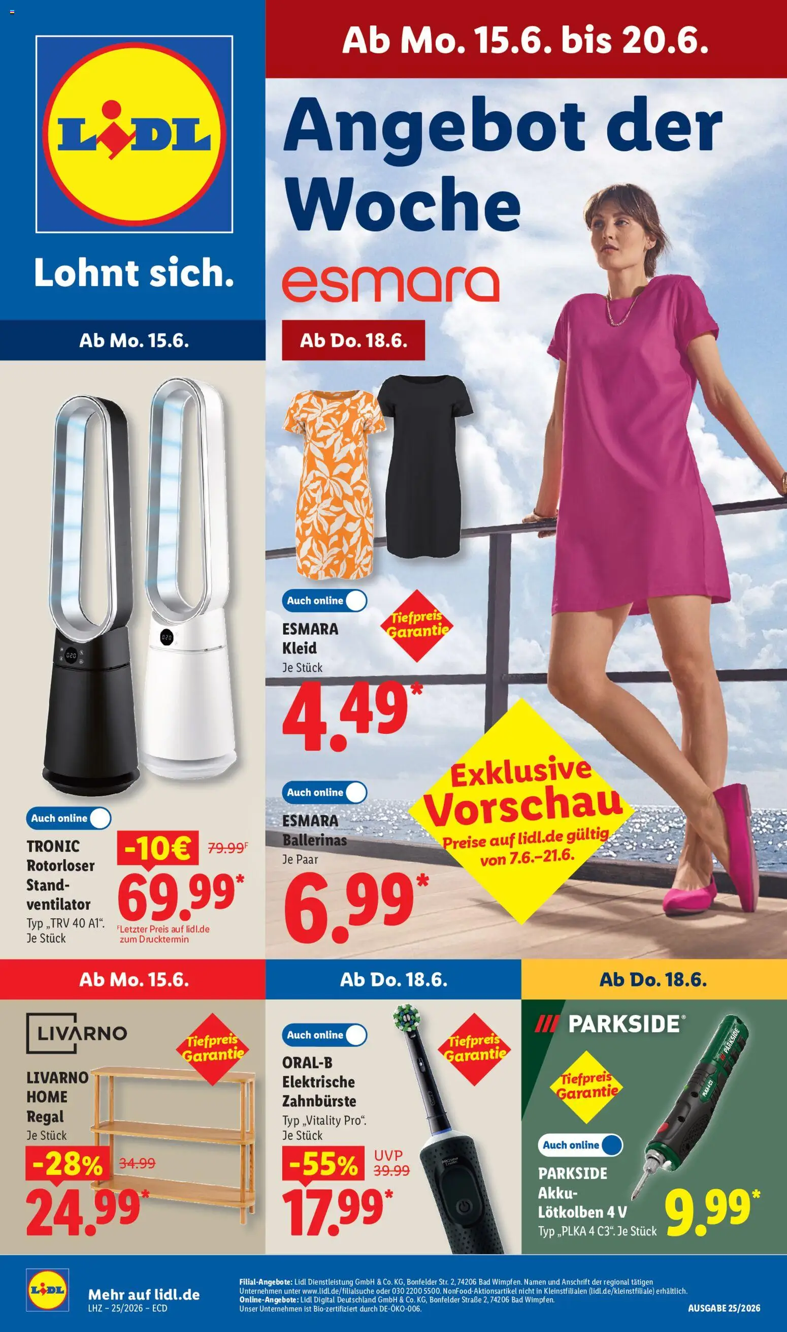 Vorschau von dem Prospekt des Geschäftes Lidl, gültig ab dem 15.06.2026