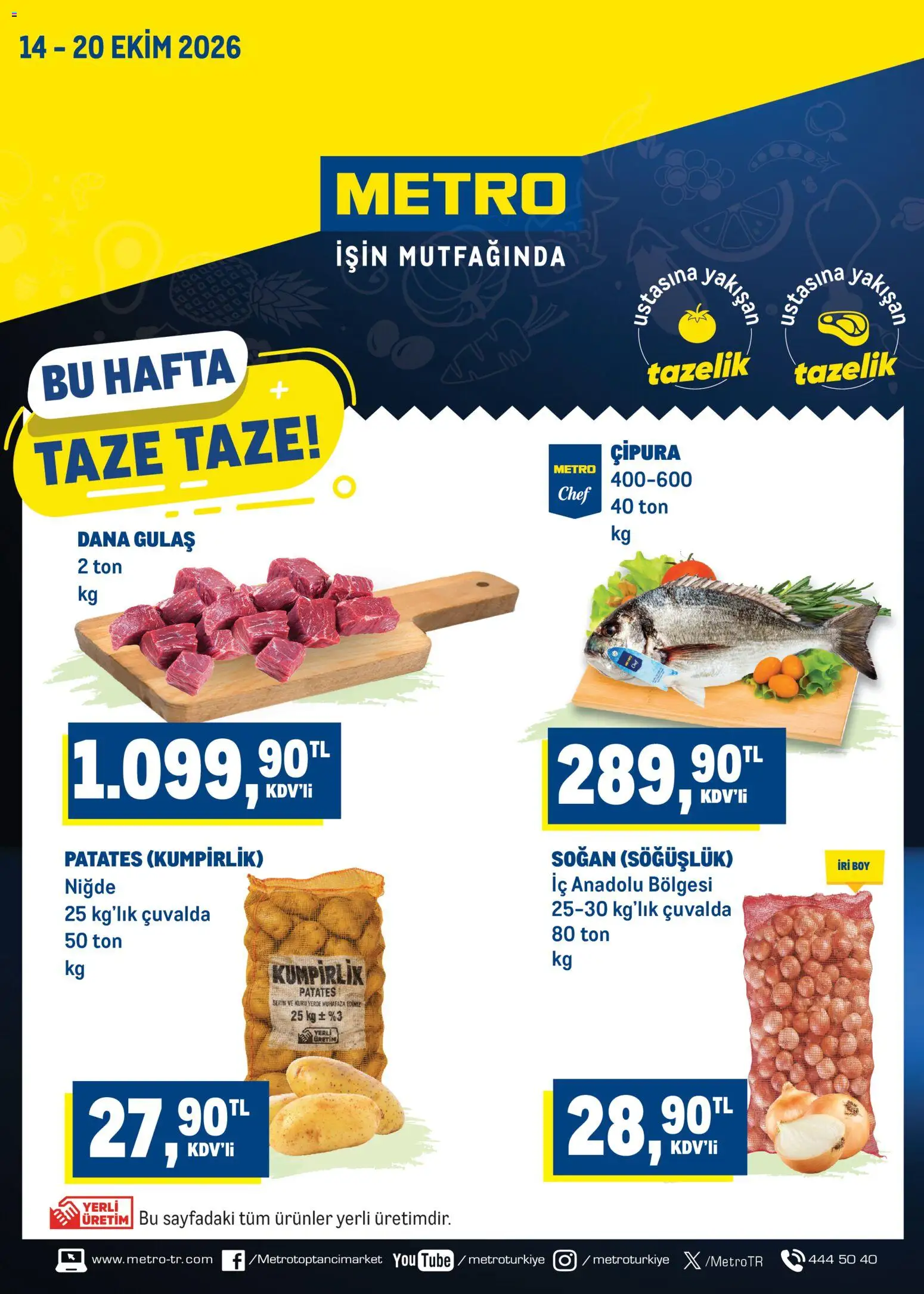 Metro Metro Katalog 14.10.2026 - Broşürünün önizlemesi - Patates, Soğan, Çipura