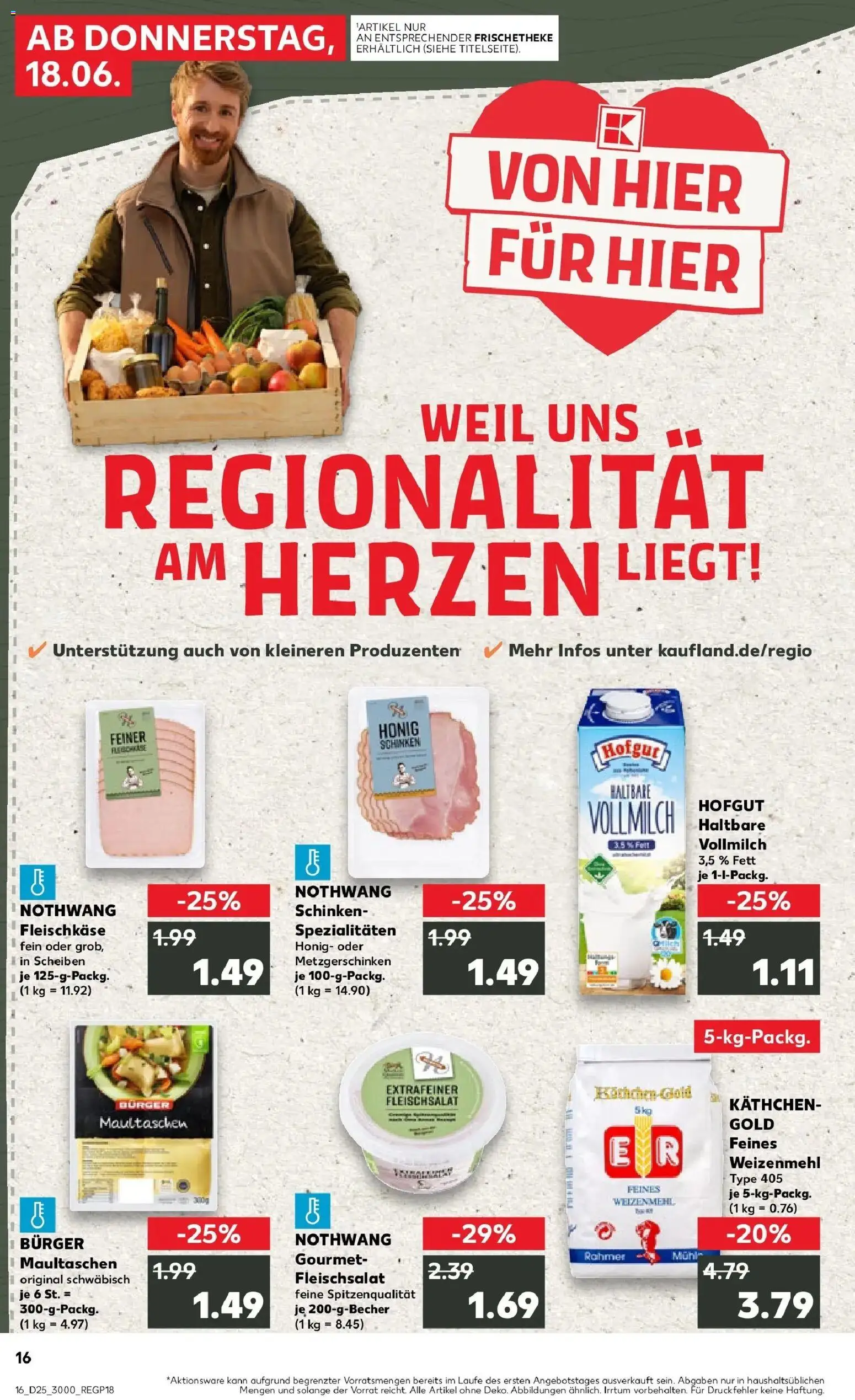 Vorschau von dem Prospekt des Geschäftes Kaufland, gültig ab dem 18.06.2026 - Burger, Maultaschen, Schinken, Weizenmehl, Spezialitäten