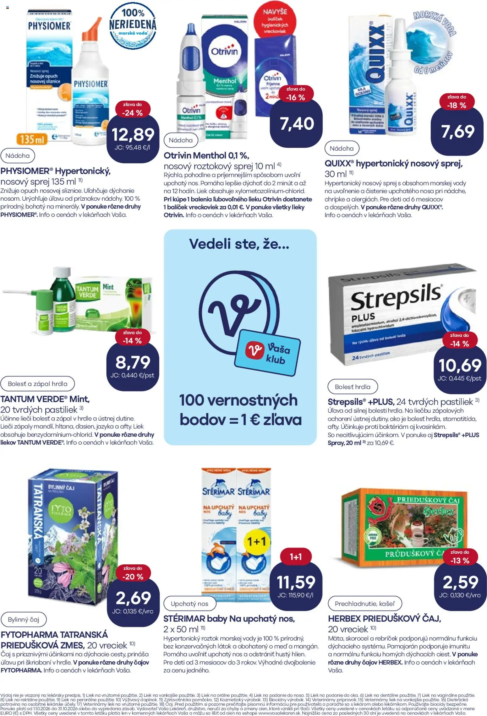Náhľad Vaša lekáreň letáku platného od 01.10.2026 - Med, Voda, Čaj, Bylinný čaj