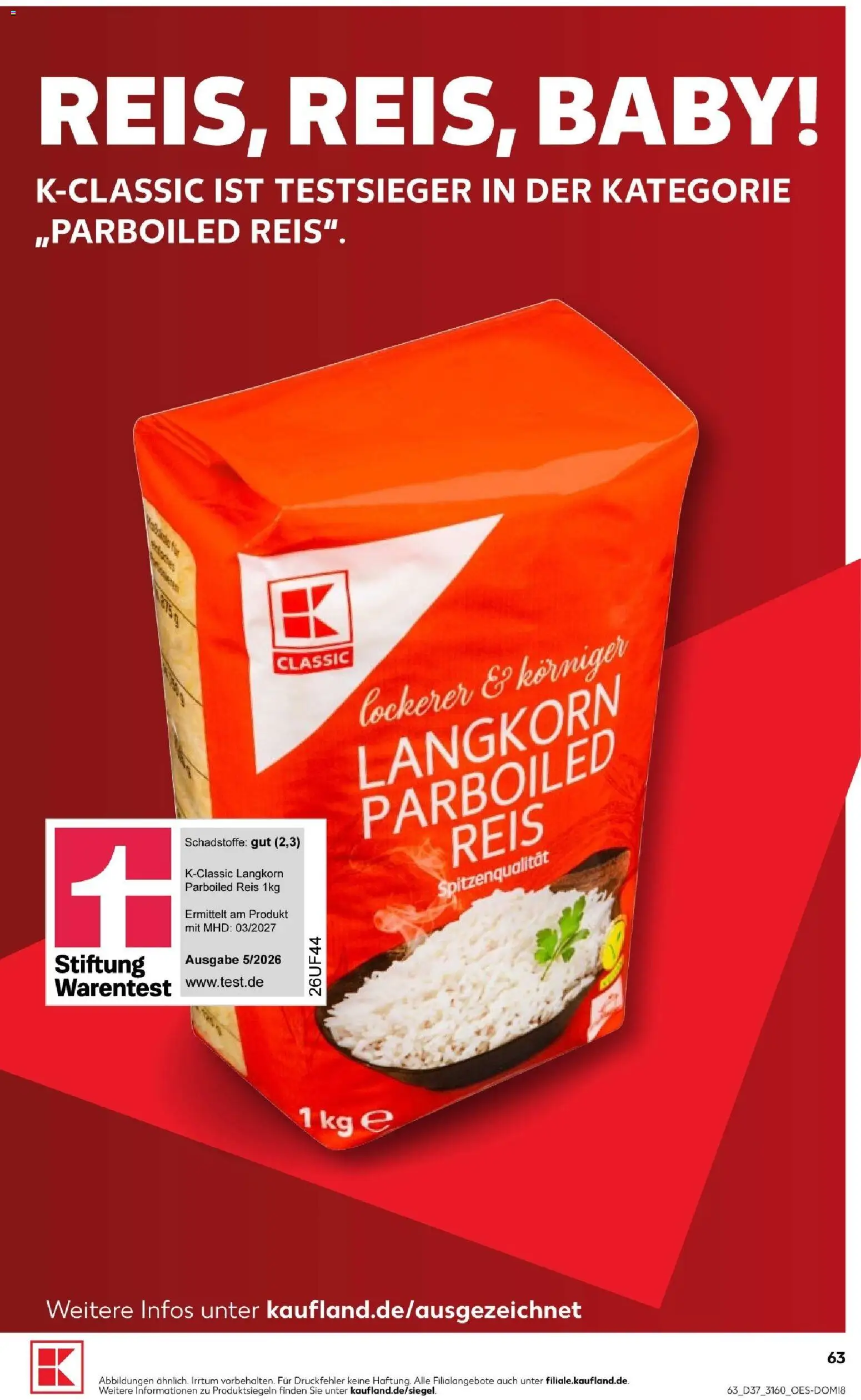Vorschau von dem Prospekt des Geschäftes Kaufland, gültig ab dem 10.09.2026 - Reis