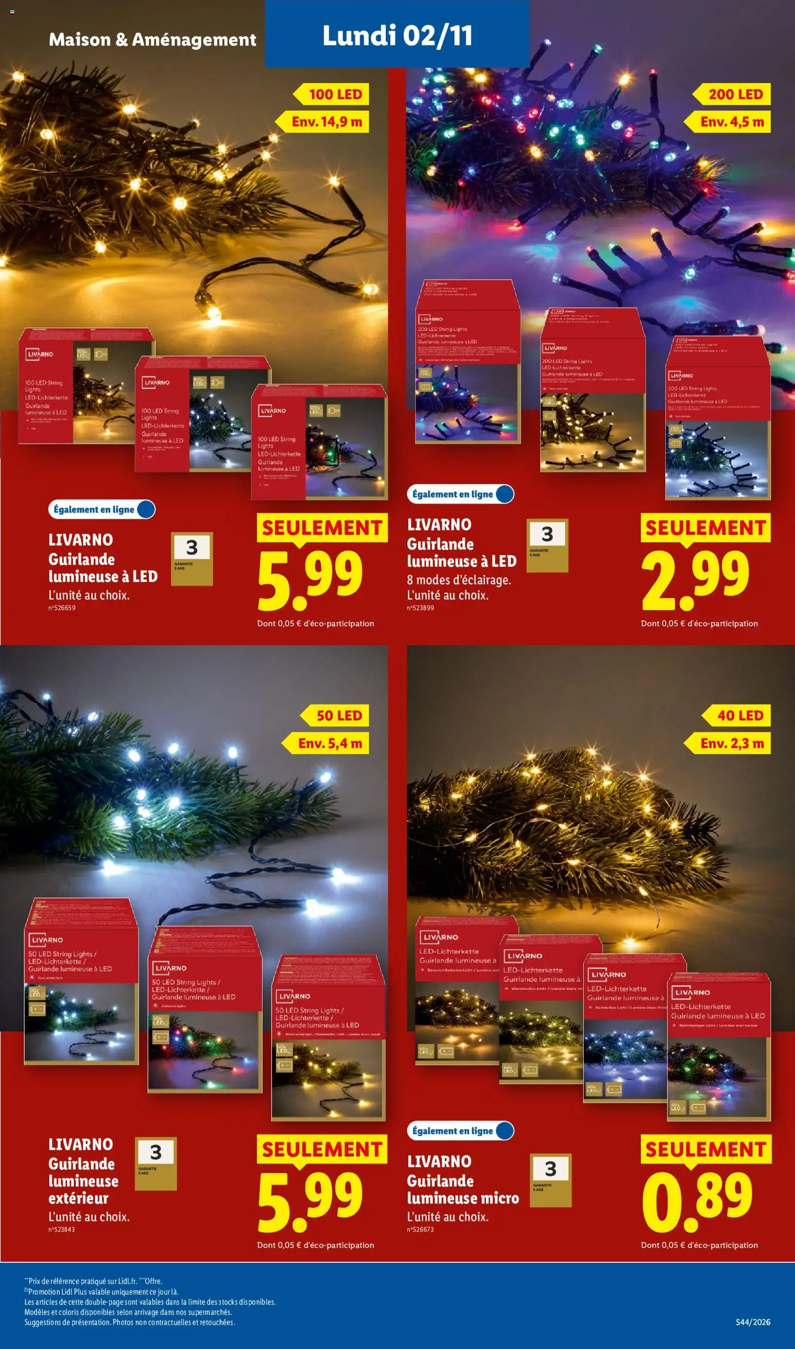 Prévisualisation de LIDL catalogue du magasin LIDL formulaire valide 29/10/2026 - Guirlande lumineuse, Livarno, Guirlande lumineuse a led
