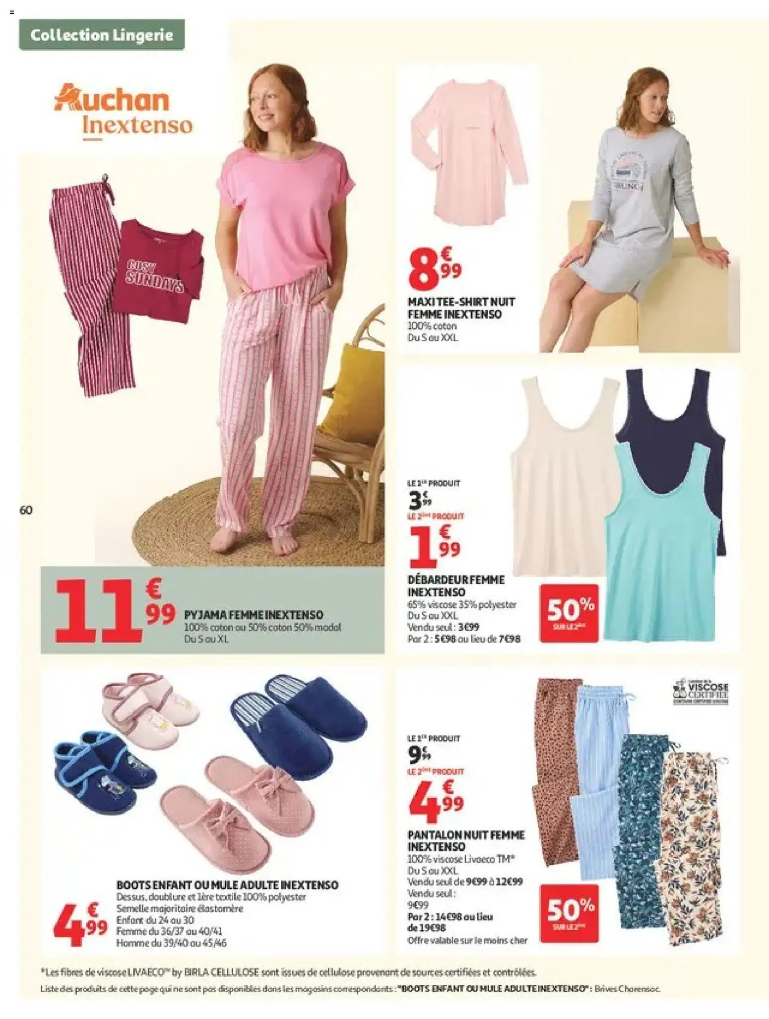 Prévisualisation de Auchan Ménage rentrée hypers du magasin Auchan formulaire valide 08/09/2026 - Pyjama femme, Pantalon, Pyjama, Débardeur, Coton