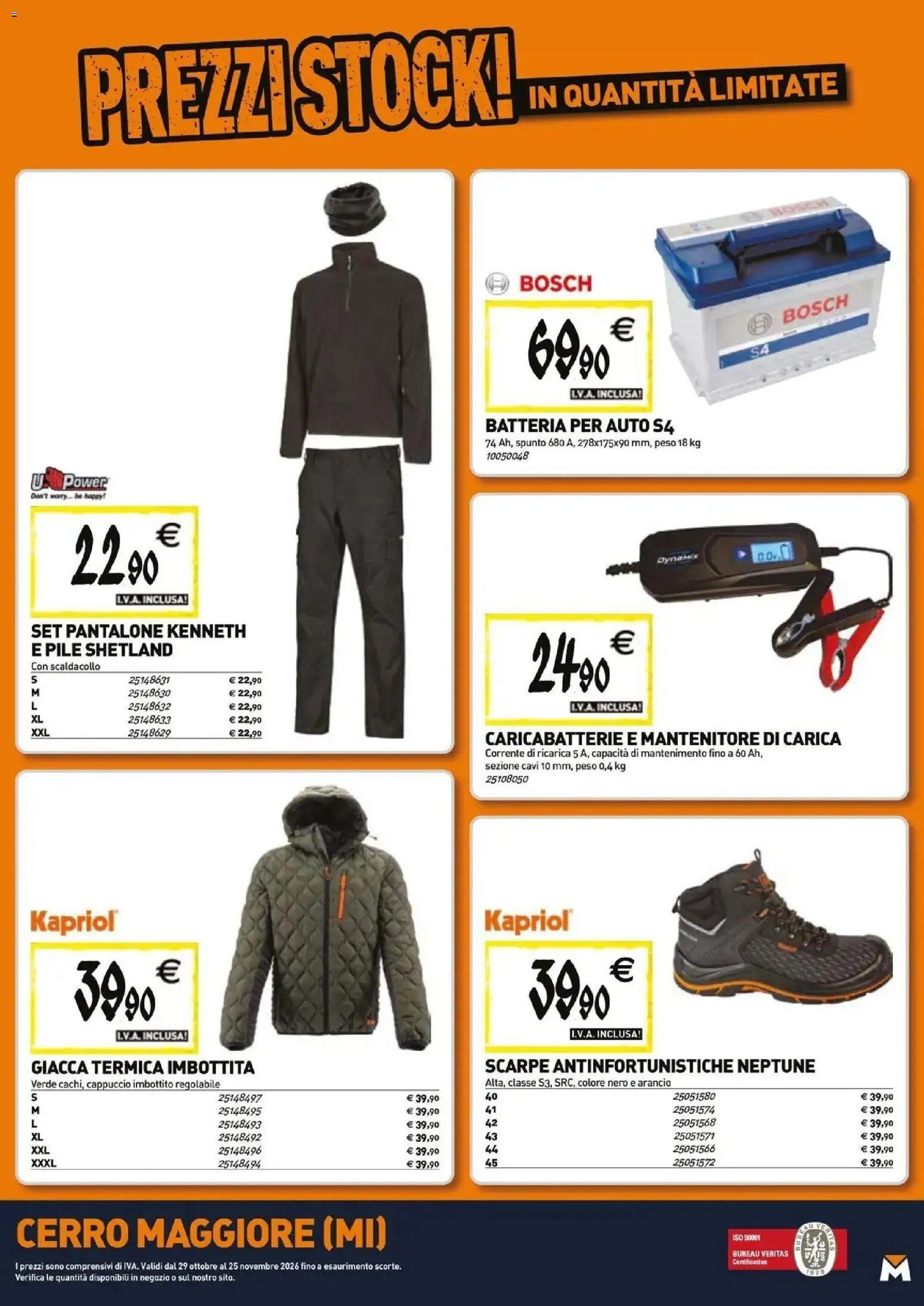 Anteprima dell'opuscolo TECNOMAT catalogo Cerro Maggiore dal negozio TECNOMAT valido da 29/10/2026 - Scarpe, Batteria, Caricabatterie, Giacca, Pile, Cappuccio, Batteria per auto