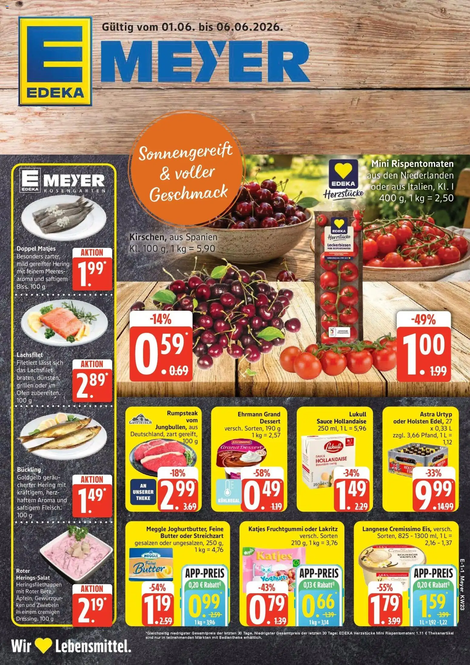 Vorschau von dem Prospekt des Geschäftes Edeka, gültig ab dem 01.06.2026 - Butter, Rumpsteak, Ofen, Katjes, Hering, Astra, Holsten, Langnese cremissimo