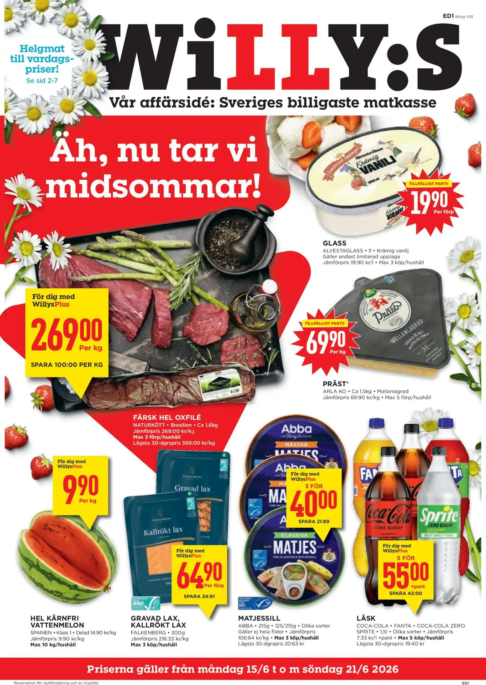 Förhandsgranska reklamblad Willys erbjudanden från butik Willys gäller från 15/06/2026