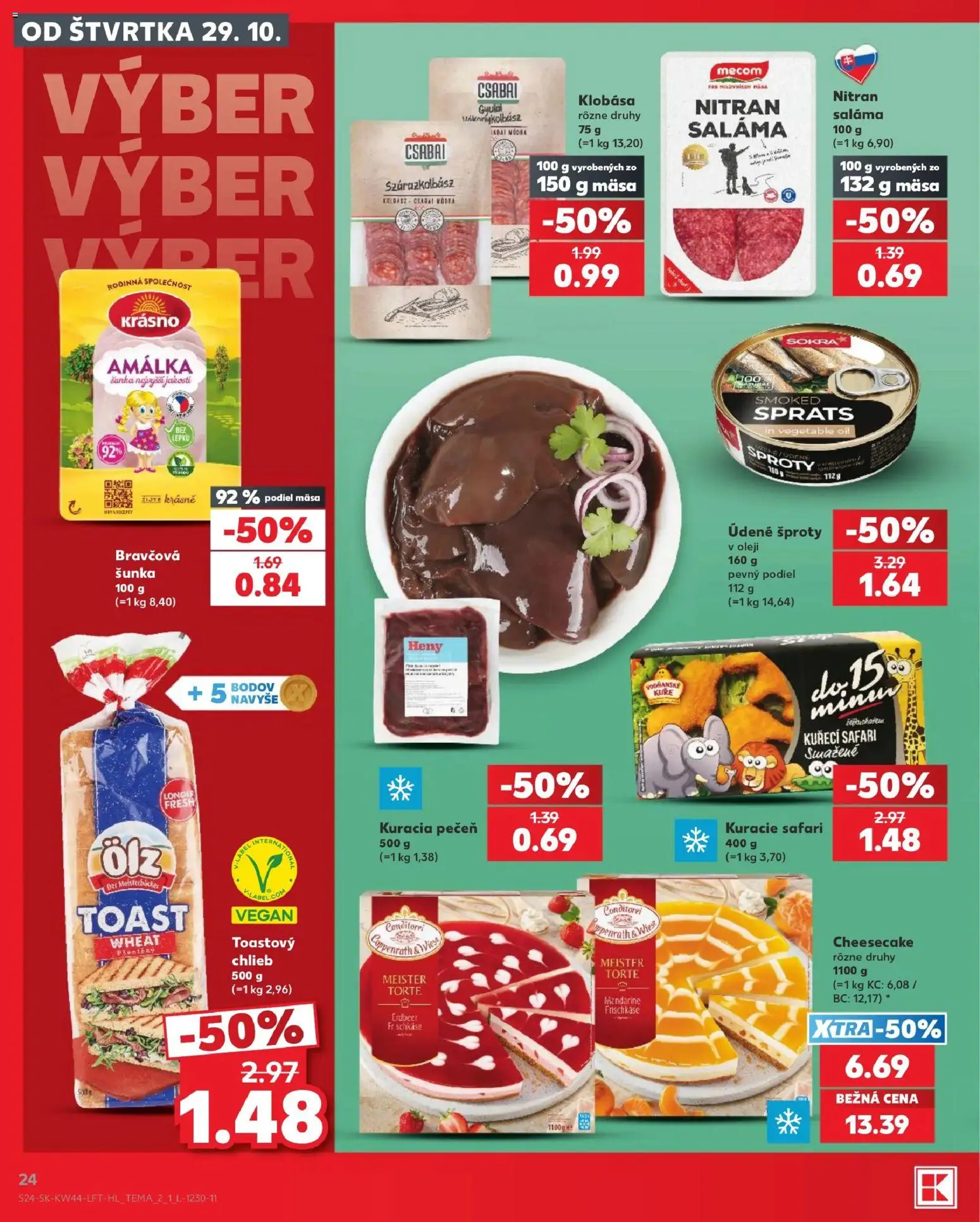 Náhľad Kaufland letáku platného od 29.10.2026 - Pečeň, Chlieb, Kuracia pečeň, Klobása, Šunka, Saláma