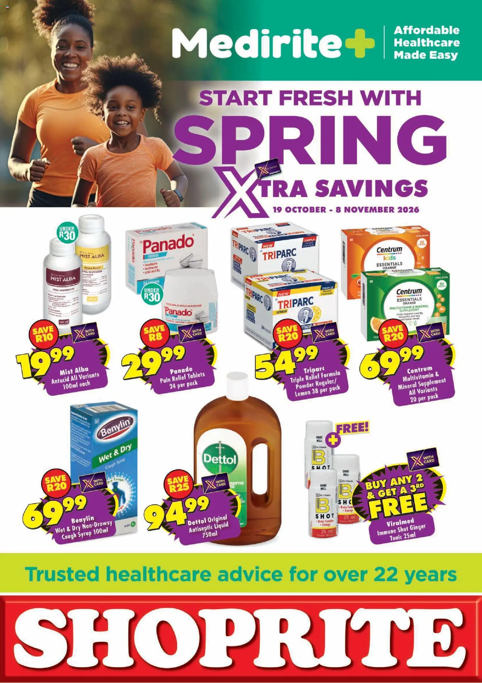 Preview of Shoprite flyer valid from 19/10/2026 - Cough syrup, Lemon, Syrup, Powder, Tonic, Antiseptic liquid