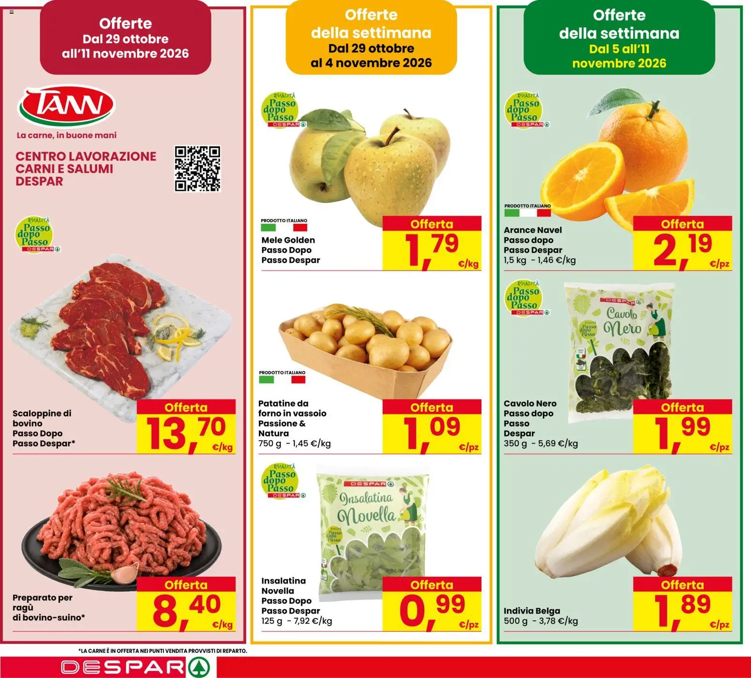 Anteprima dell'opuscolo Despar volantino Budrio dal negozio Despar valido da 29/10/2026 - Forno, Ragú, Cavolo, Bovino, Patatine, Indivia, Mele, Vassoio