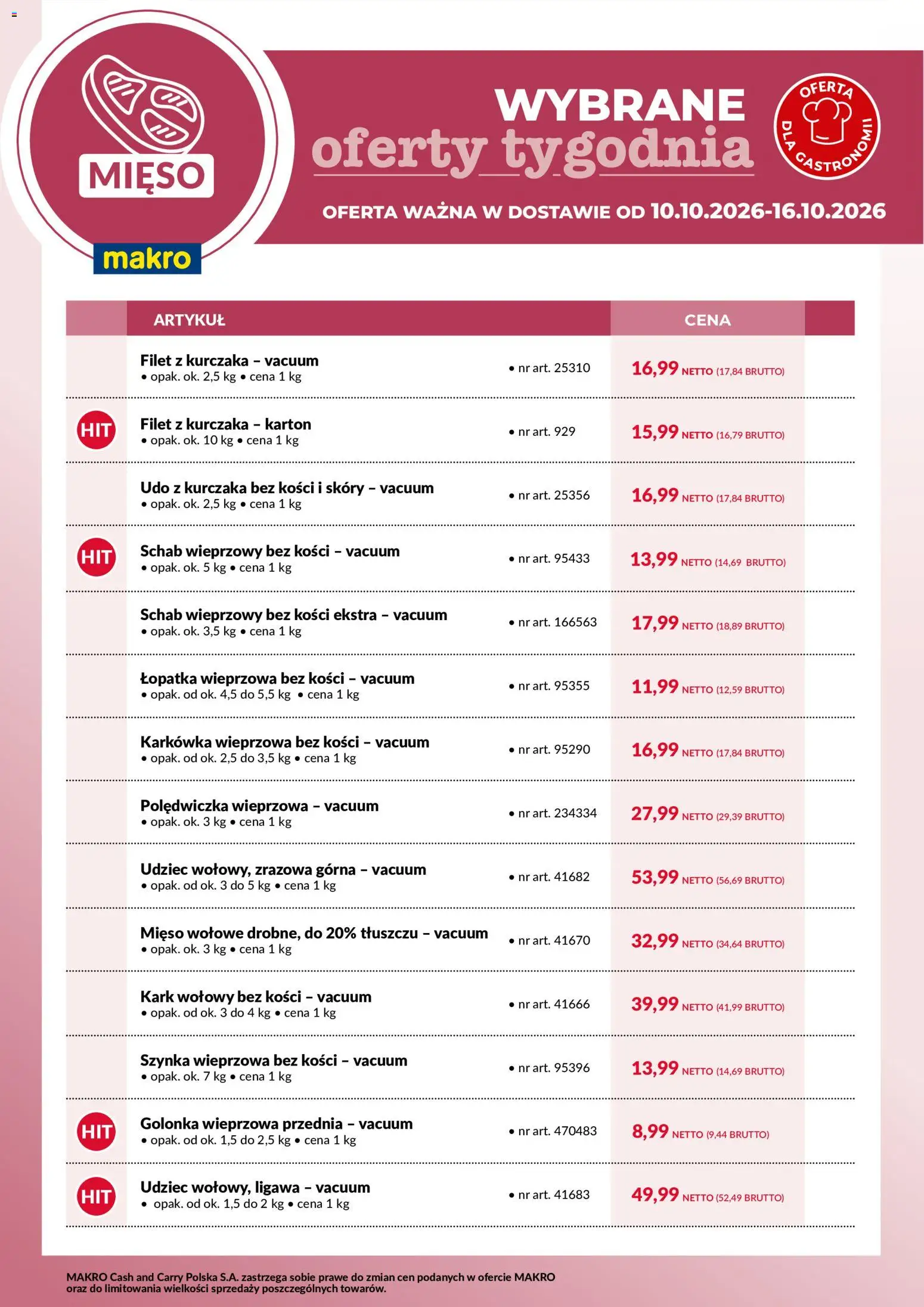 Pogląd gazetki "Makro gazetka - wybrane oferty tygodnia w dostawie" ze sklepu Makro ważnej od 10.10.2026 - Mięso, Golonka, Karkówka, Filet z kurczaka, Szynka, Polędwiczka wieprzowa, Szynka wieprzowa, Golonka wieprzowa