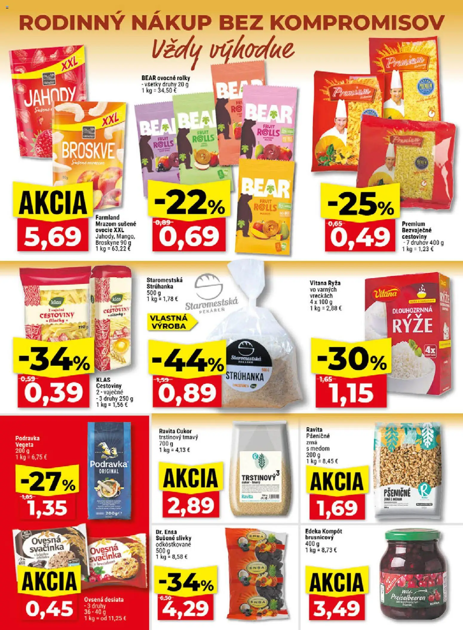 Náhľad Klas letáku platného od 26.10.2026 - Cestoviny, Ovocie, Ryža, Cukor, Slivky, Broskyne, Sušené slivky, Strúhanka