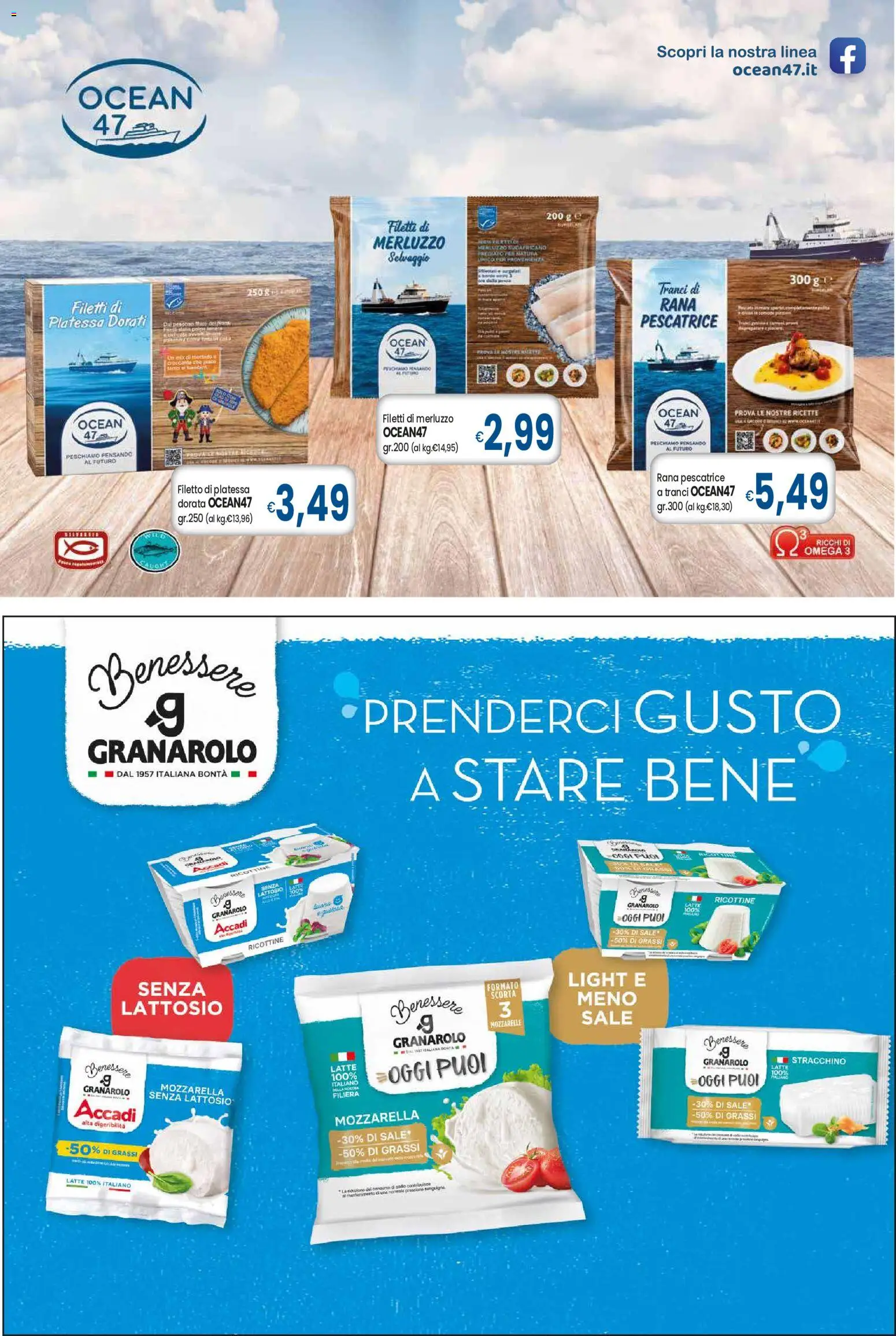 Anteprima dell'opuscolo Famila volantino Grandi Marche dal negozio Famila valido da 29/10/2026 - Latte, Rana pescatrice, Mozzarella, Merluzzo, Sale, Stracchino, Filetto, Senza lattosio