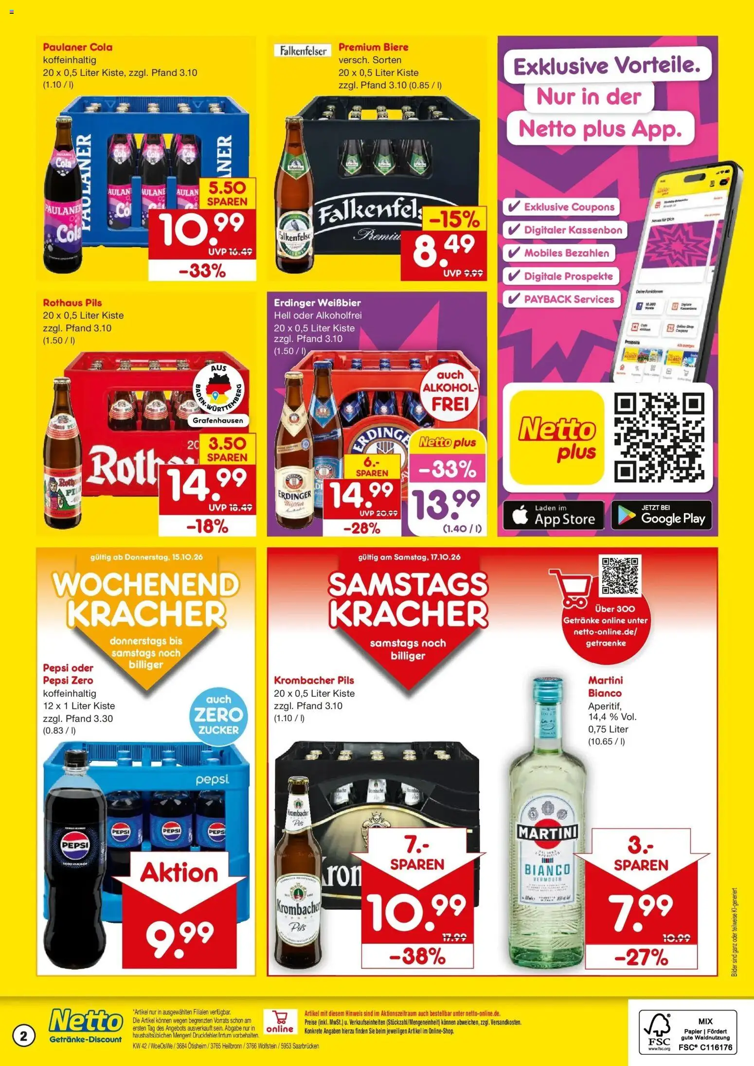 Vorschau von dem Prospekt des Geschäftes Netto Marken-Discount, gültig ab dem 12.10.2026 - Bilder, Cola, Martini, Krombacher, Zucker, Erdinger, Weißbier, Pils