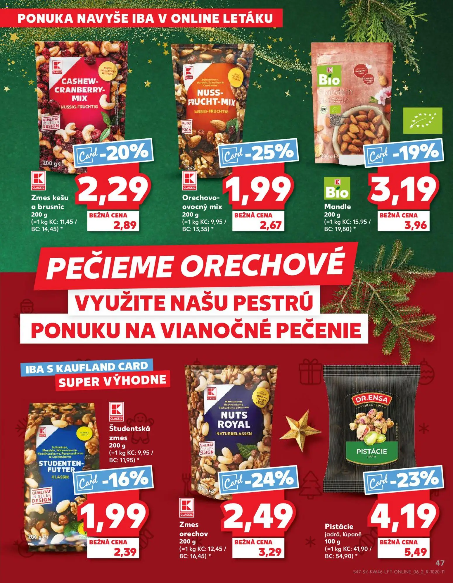 Náhľad Kaufland letáku platného od 13.11.2025 - Mandle, Kešu, Pistácie