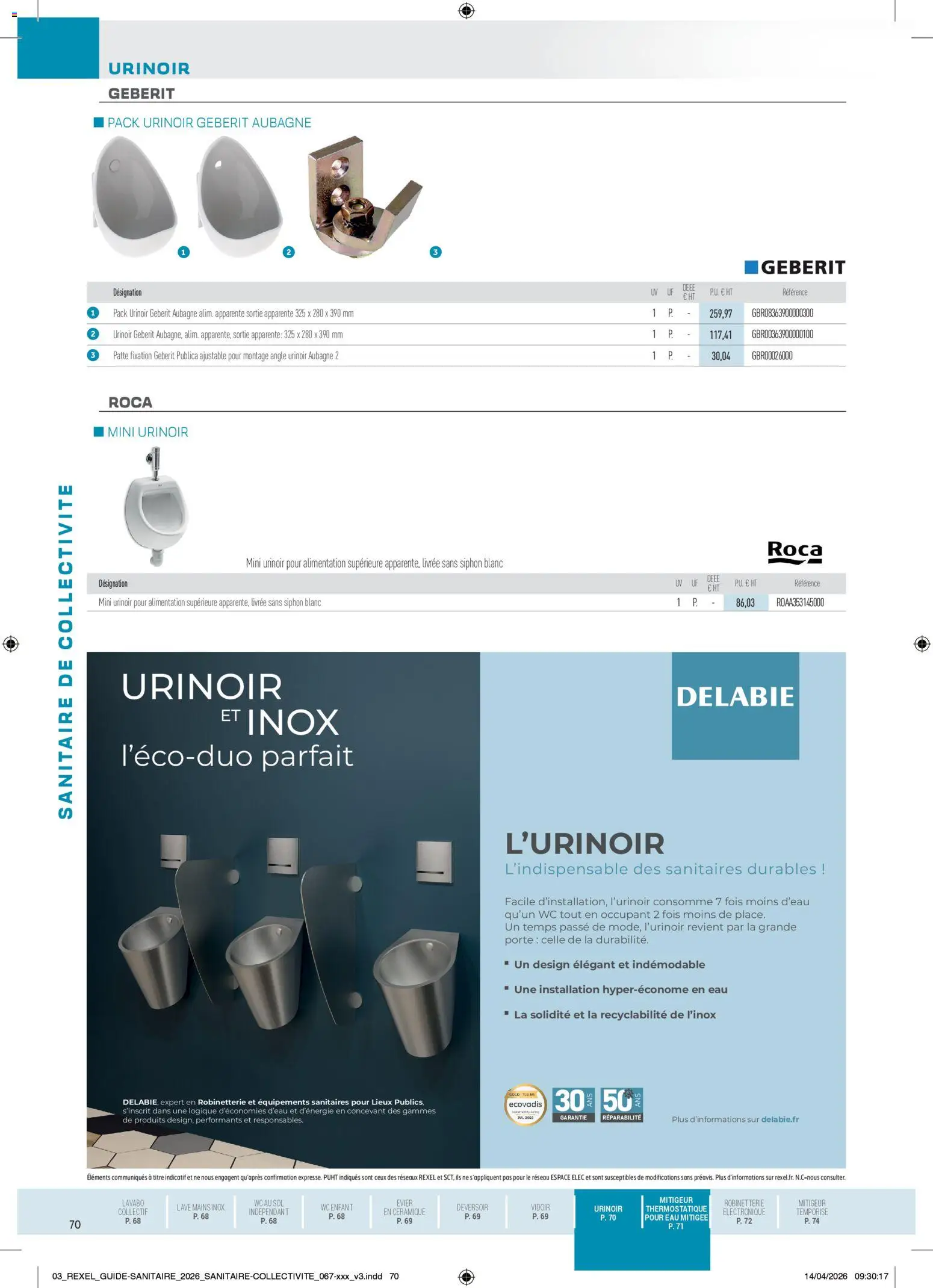 Prévisualisation de Rexel - Brochure Sanitaire du magasin Rexel formulaire valide 20/04/2026 - Alimentation, Porte, Lavabo