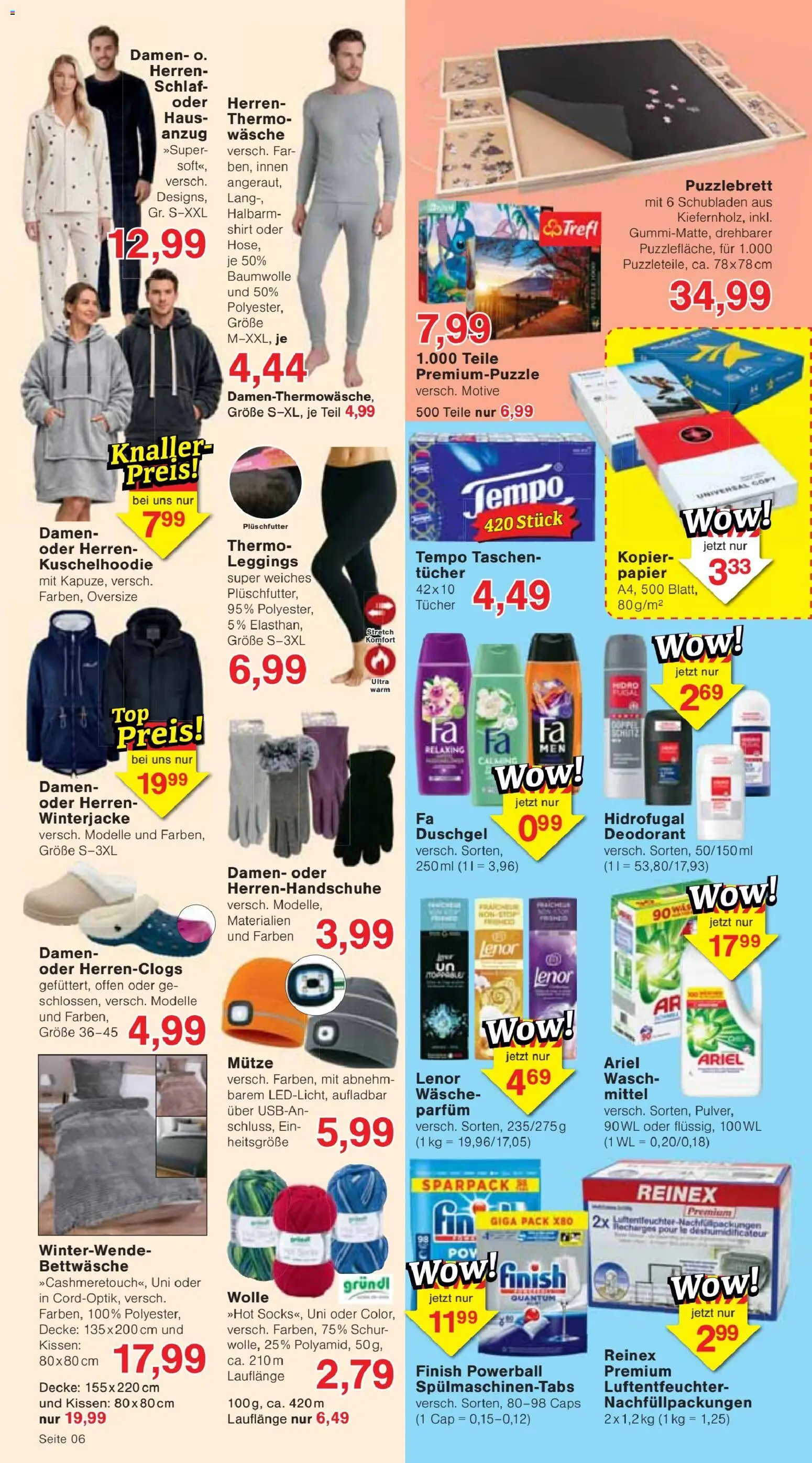 Vorschau von dem Prospekt des Geschäftes Wiglo Wunderland, gültig ab dem 02.11.2026 - Parfüm, Bettwäsche, Leggings, Anzug, Ariel, Decke, Spülmaschinentabs, Duschgel