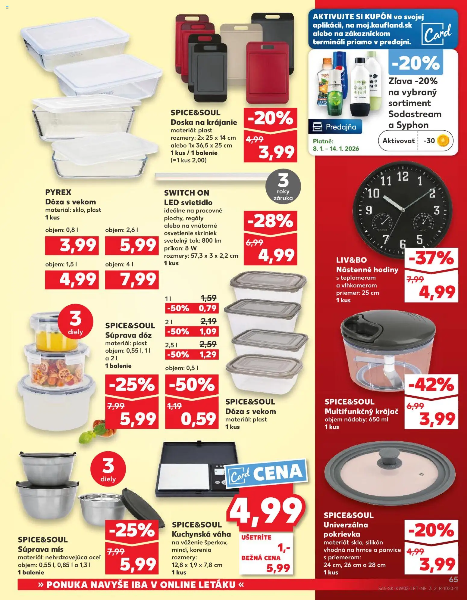 Náhľad Kaufland letáku platného od 08.01.2026 - Sodastream, Hodiny, Váha, Led, Svietidlo, Osvetlenie, Nástenne hodiny, Krájač