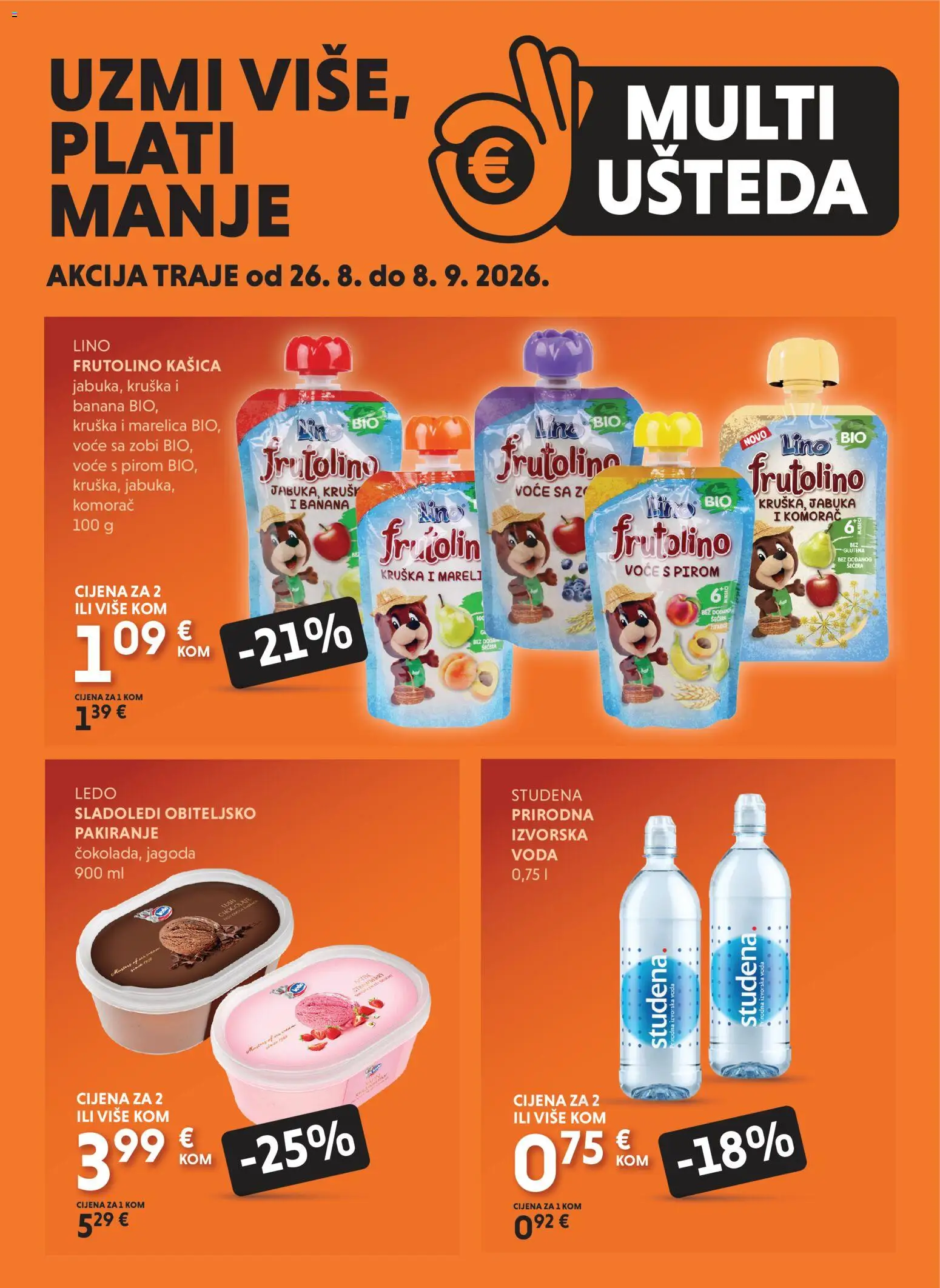 Pregled letka Studenac Multi Ušteda trgovine Studenac vrijedi od 26.08.2026
