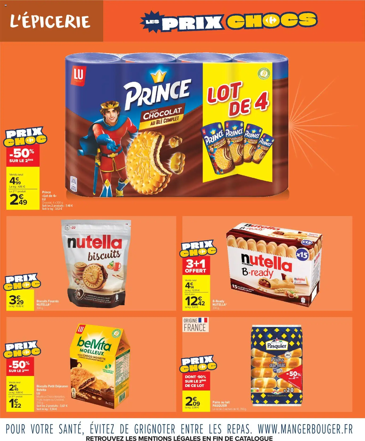 Prévisualisation de Carrefour Market Les prix chocs du magasin Carrefour Market formulaire valide 27/10/2026 - Chocolat, Fruits, Nutella, Lait, Blé, Pains au lait, BelVita, Nutella biscuits