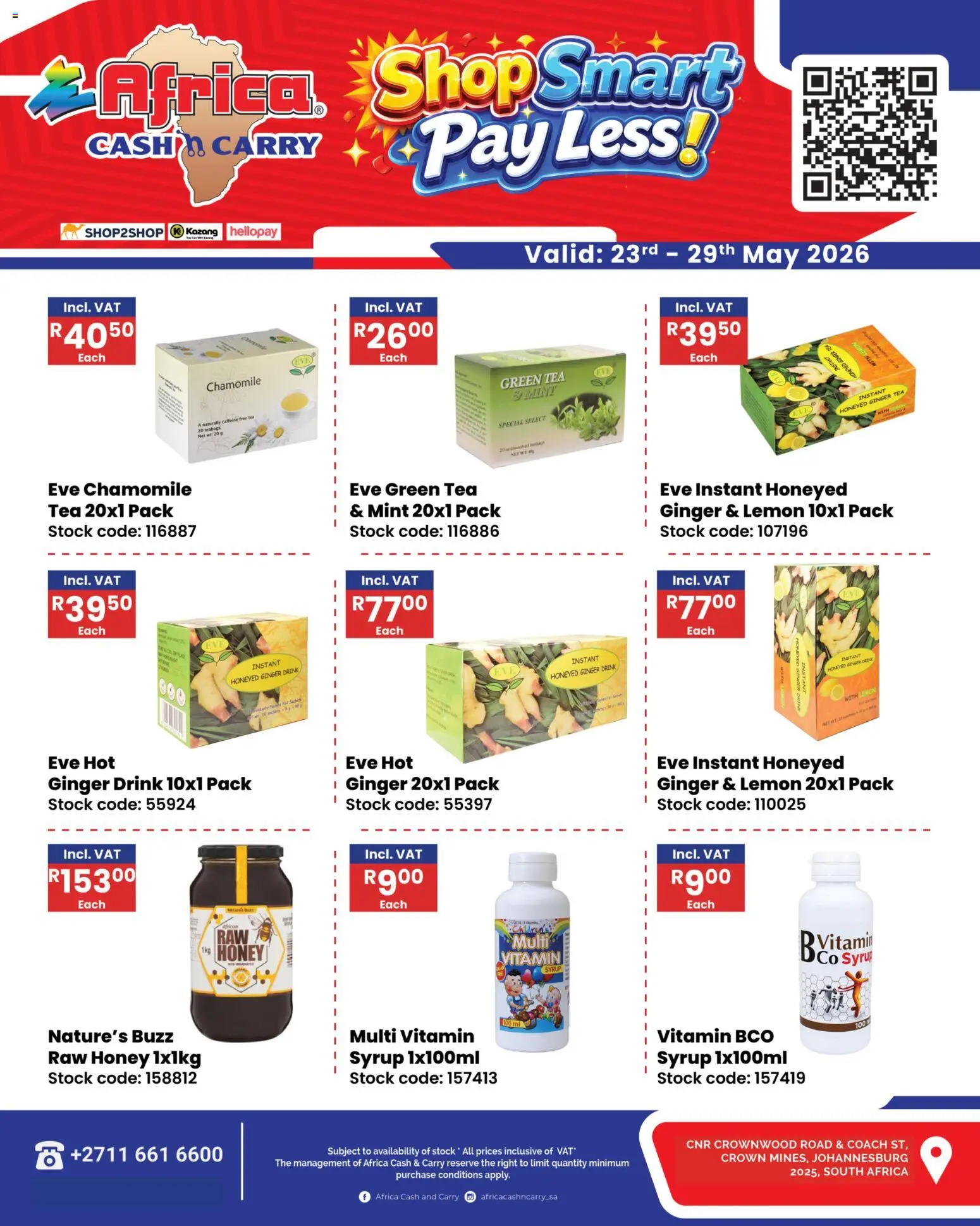 Preview of Africa Cash & Carry flyer valid from 23/05/2026 - Tea, Lemon, Stock, Syrup