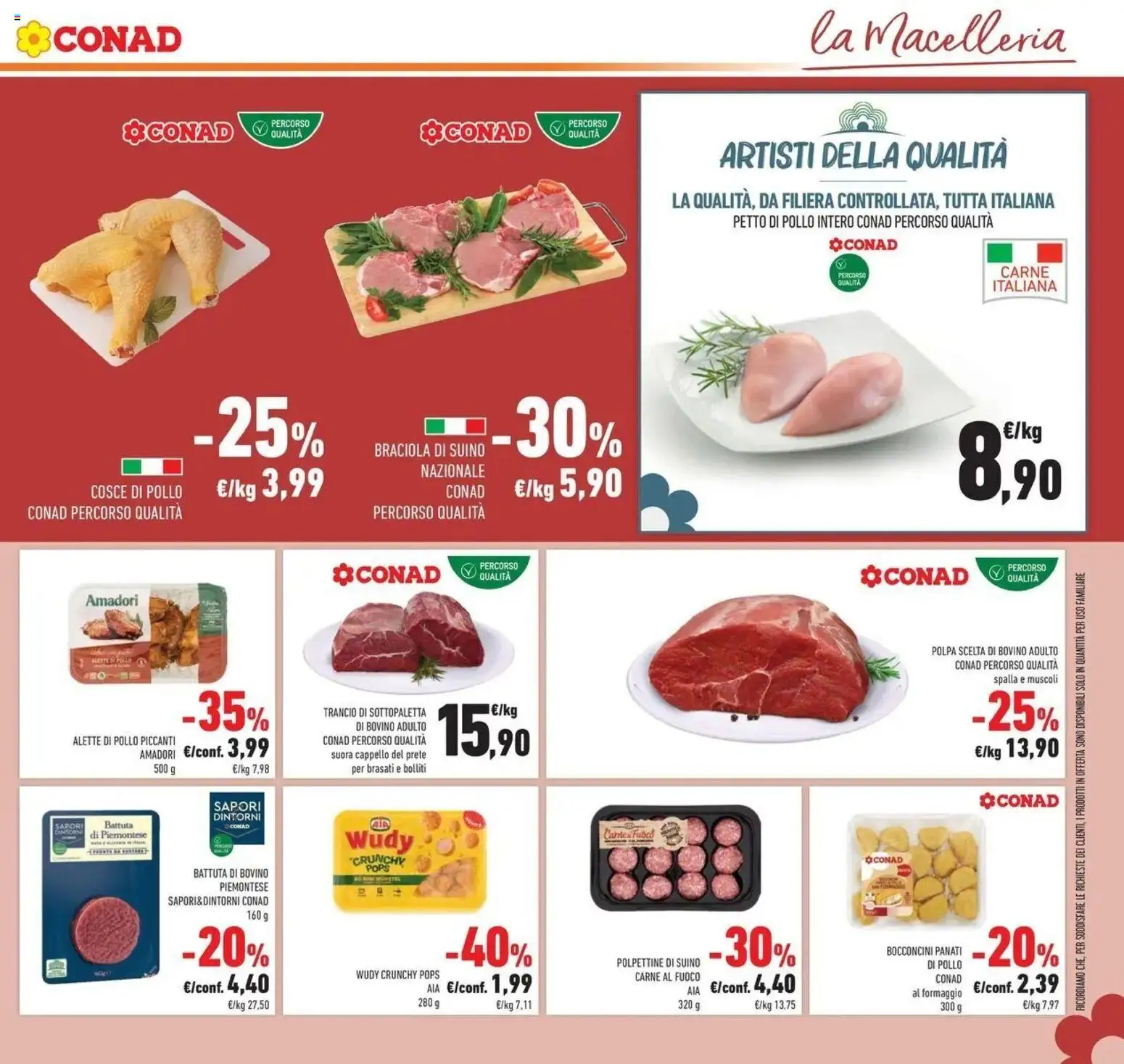 Anteprima dell'opuscolo Conad volantino Gonzaga dal negozio Conad valido da 21/10/2026 - Pollo, Carne, Formaggio, Cappello, Bovino, Petto di Pollo, Spalla, Pollo intero