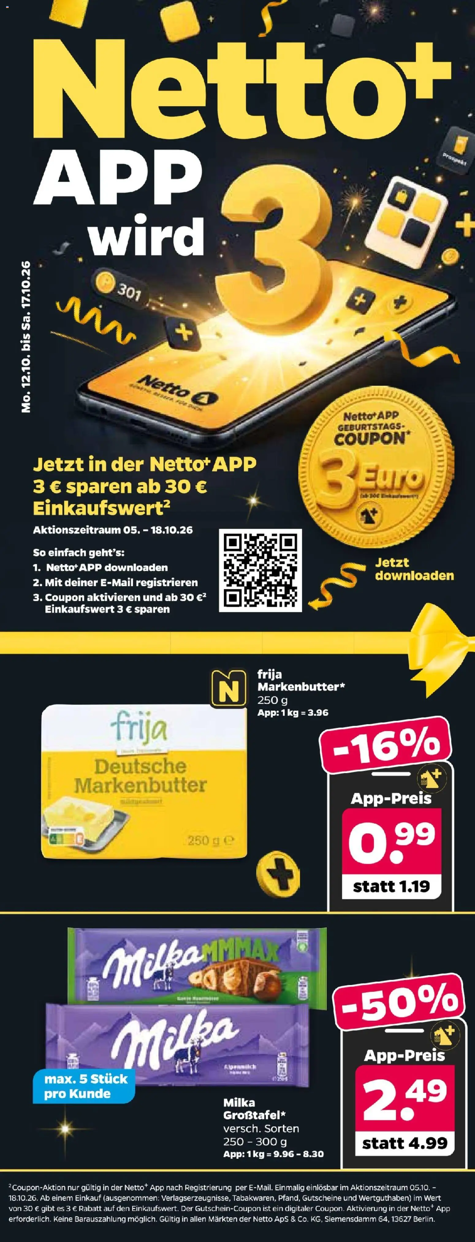 Vorschau von dem Prospekt des Geschäftes Netto, gültig ab dem 12.10.2026 - Milka