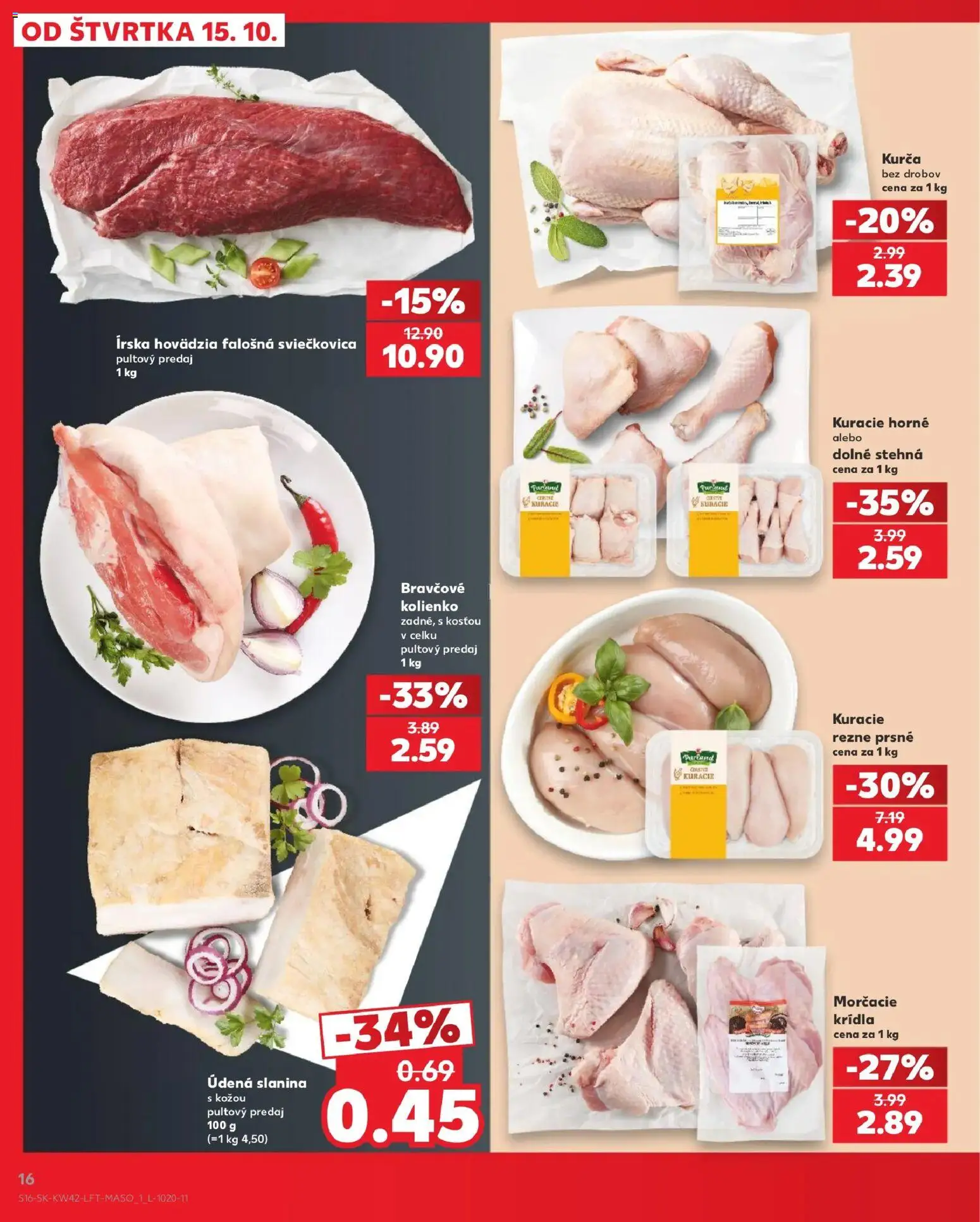Náhľad Kaufland letáku platného od 15.10.2026 - Slanina, Rezne, Kurča, Stehná