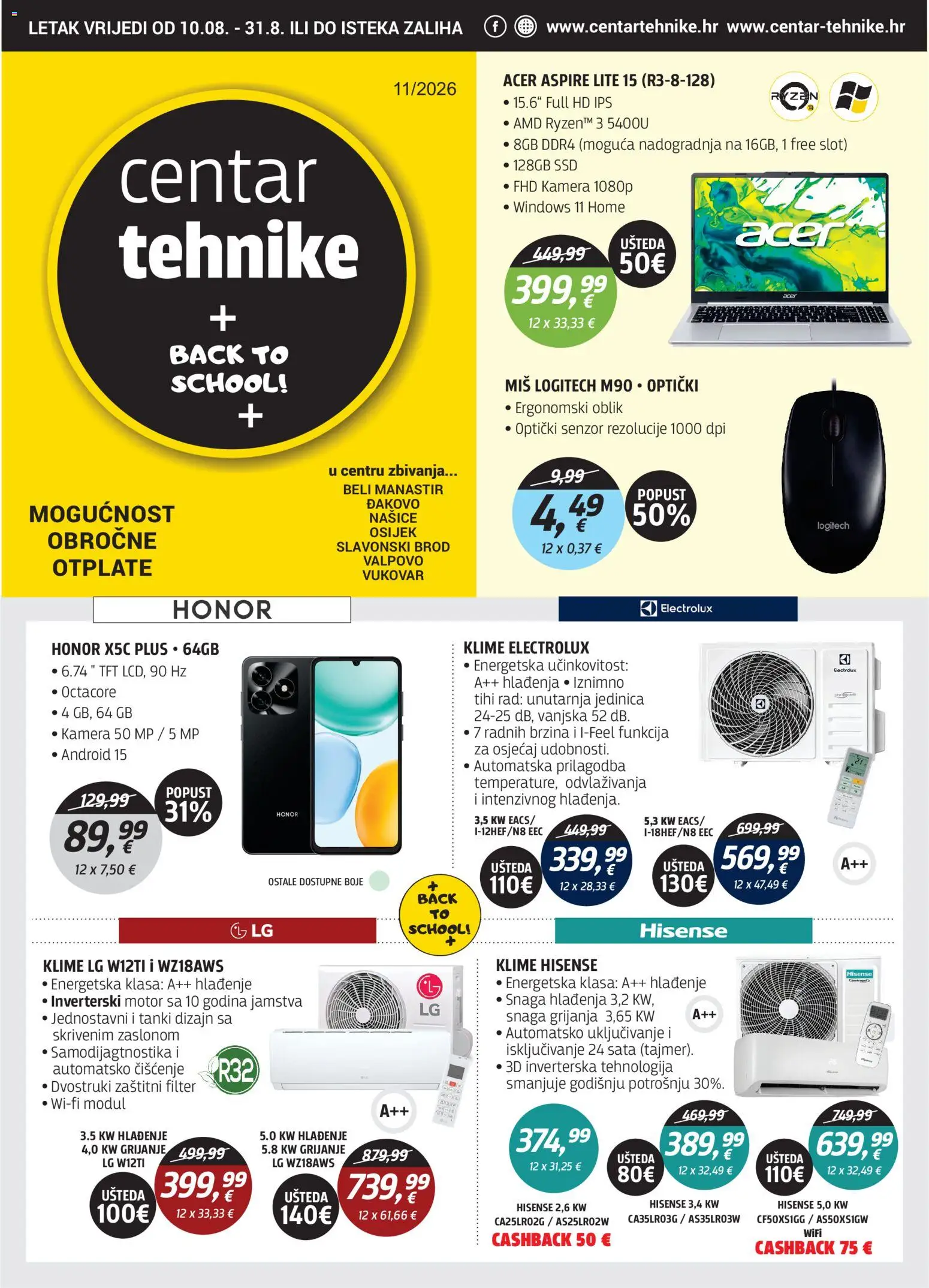 Pregled letka Centar Tehnike Katalog trgovine Centar Tehnike vrijedi od 10.08.2026