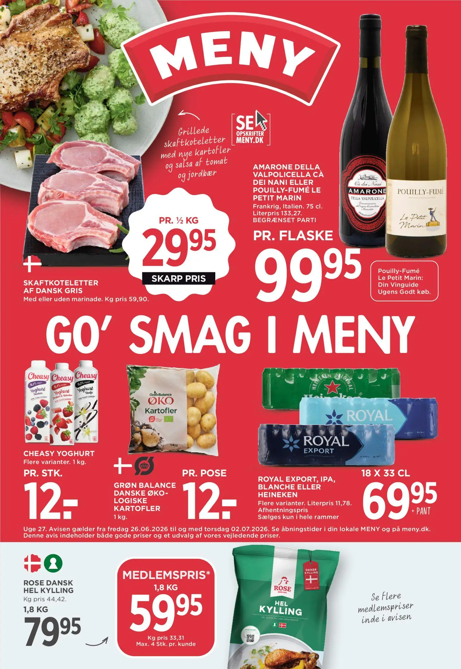 Eksempel på tilbudsavis Meny - Tilbudsavis uge 27 fra butik Meny gyldig fra 26/06/2026 - Jordbær, Kartofler, Salsa, Rammer, Yoghurt