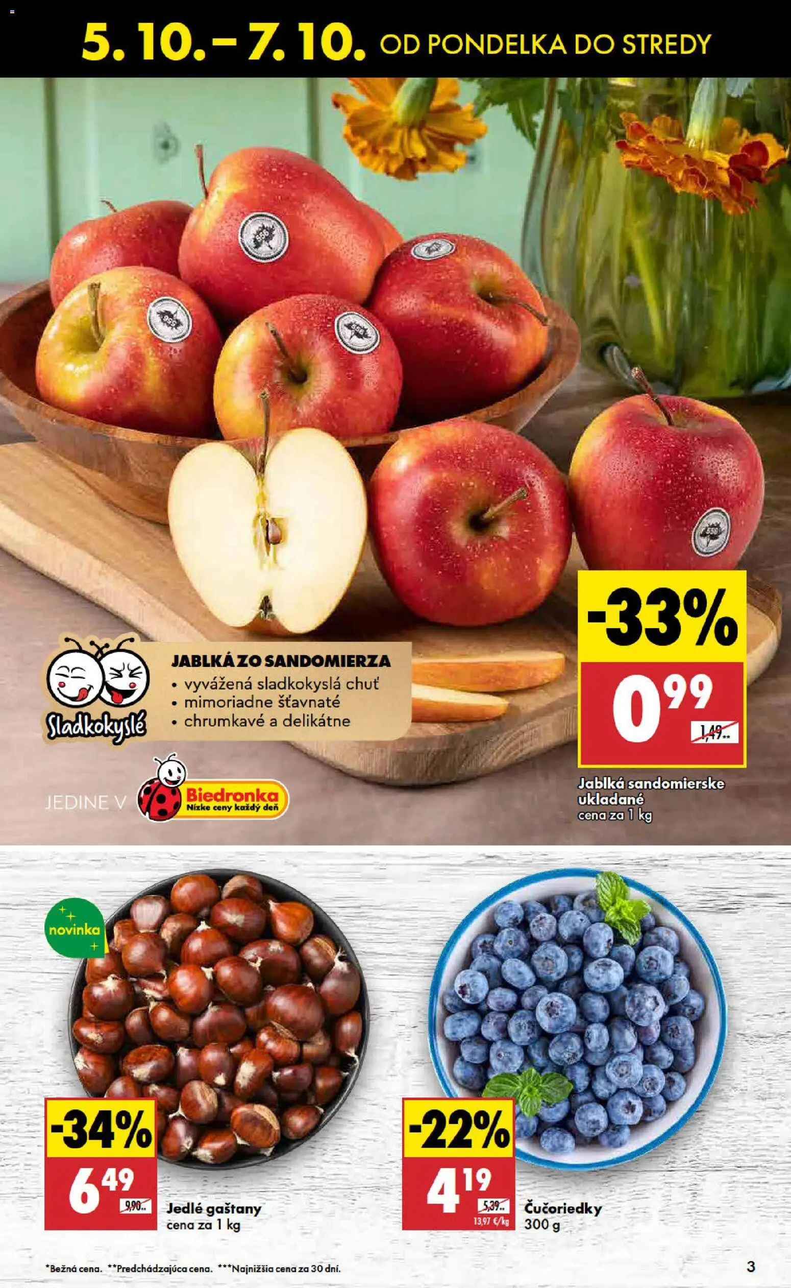 Náhľad Biedronka letáku platného od 05.10.2026 - Čučoriedky, Jablká, Gaštany